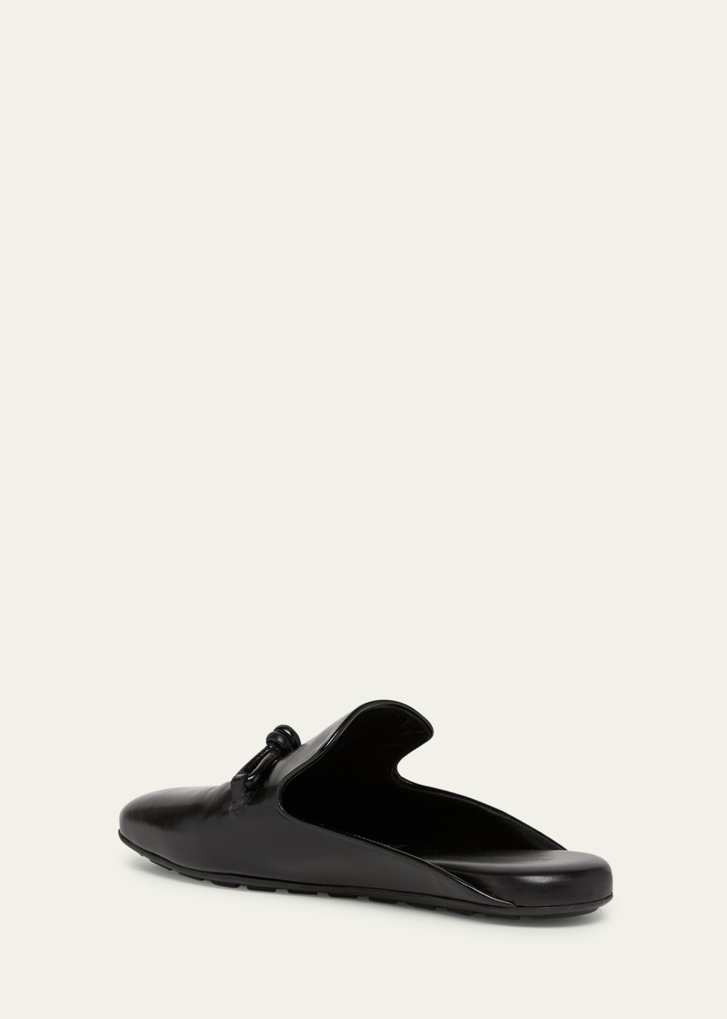 Bottega Veneta Men's Roma Shiny Leather Knot Mules - Bergdorf Goodman