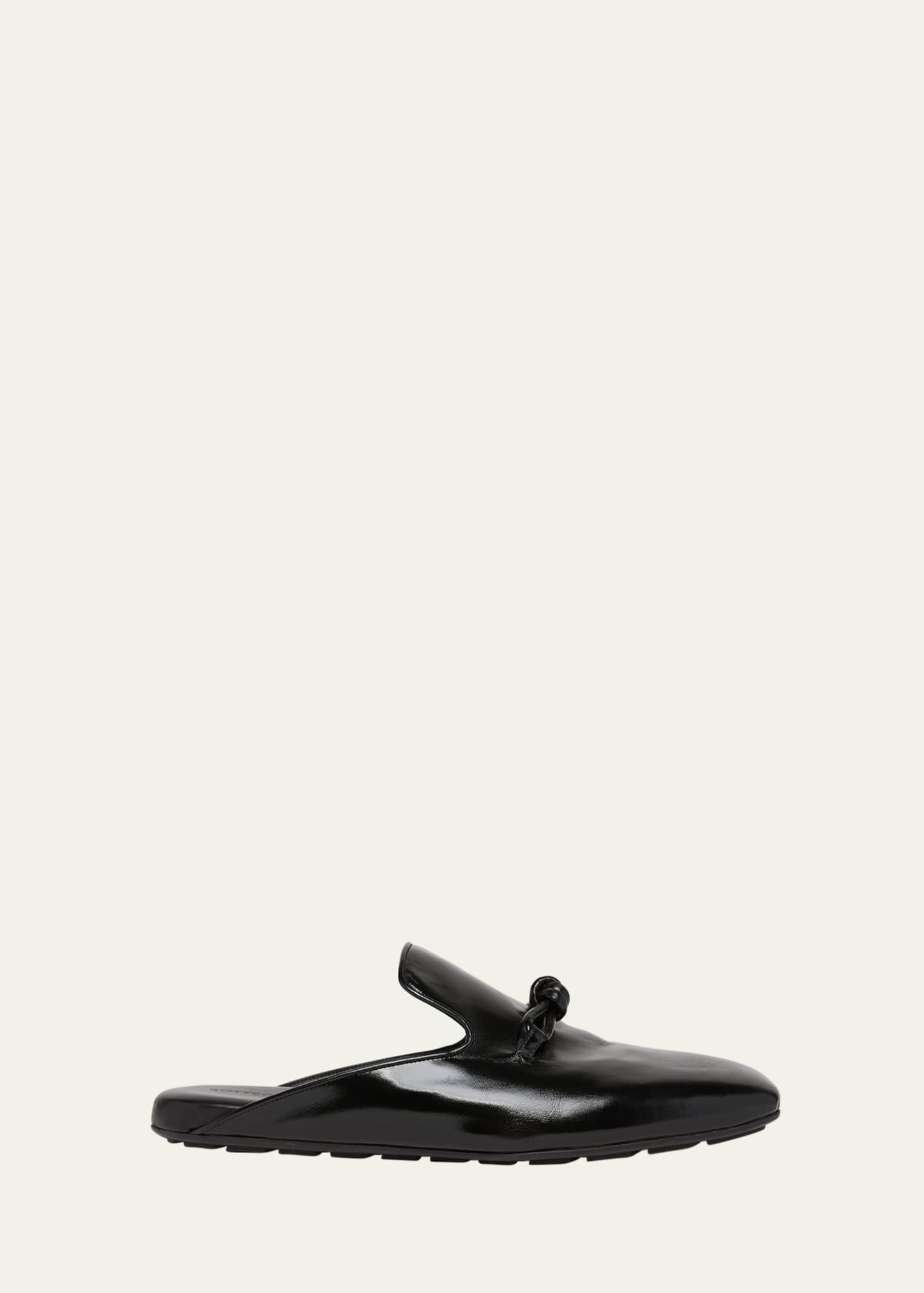 Bottega Veneta Men's Roma Shiny Leather Knot Mules - Bergdorf Goodman