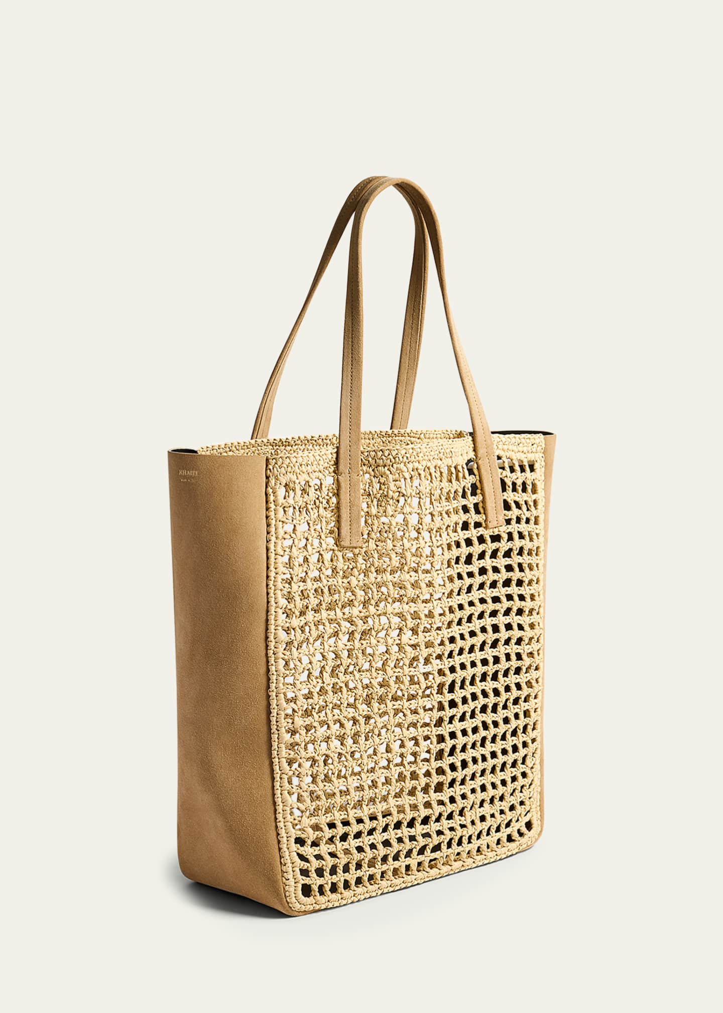 Khaite Zoe Raffia and Suede Tote Bag Image 2 of 3