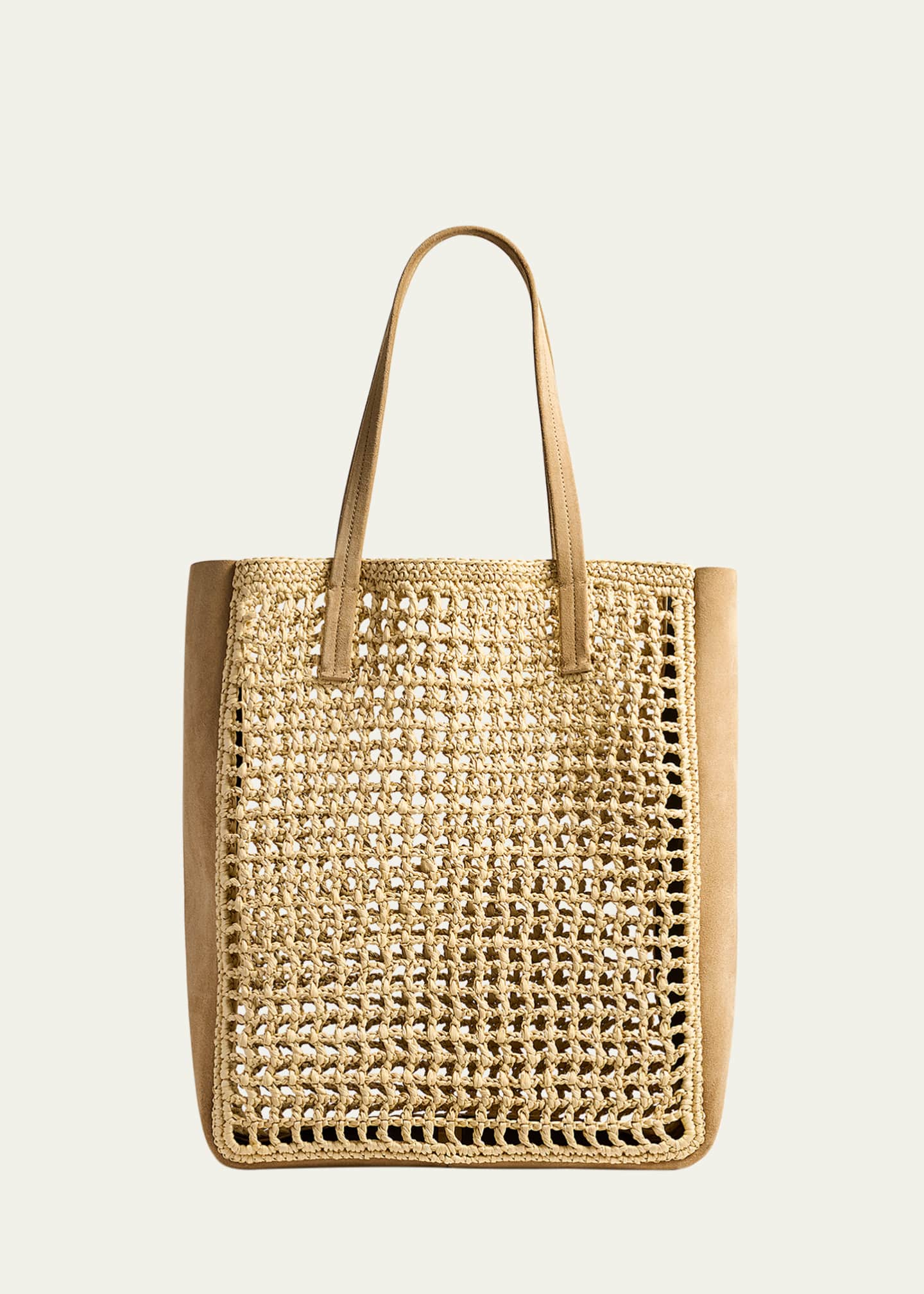 Khaite Zoe Raffia and Suede Tote Bag Image 1 of 3