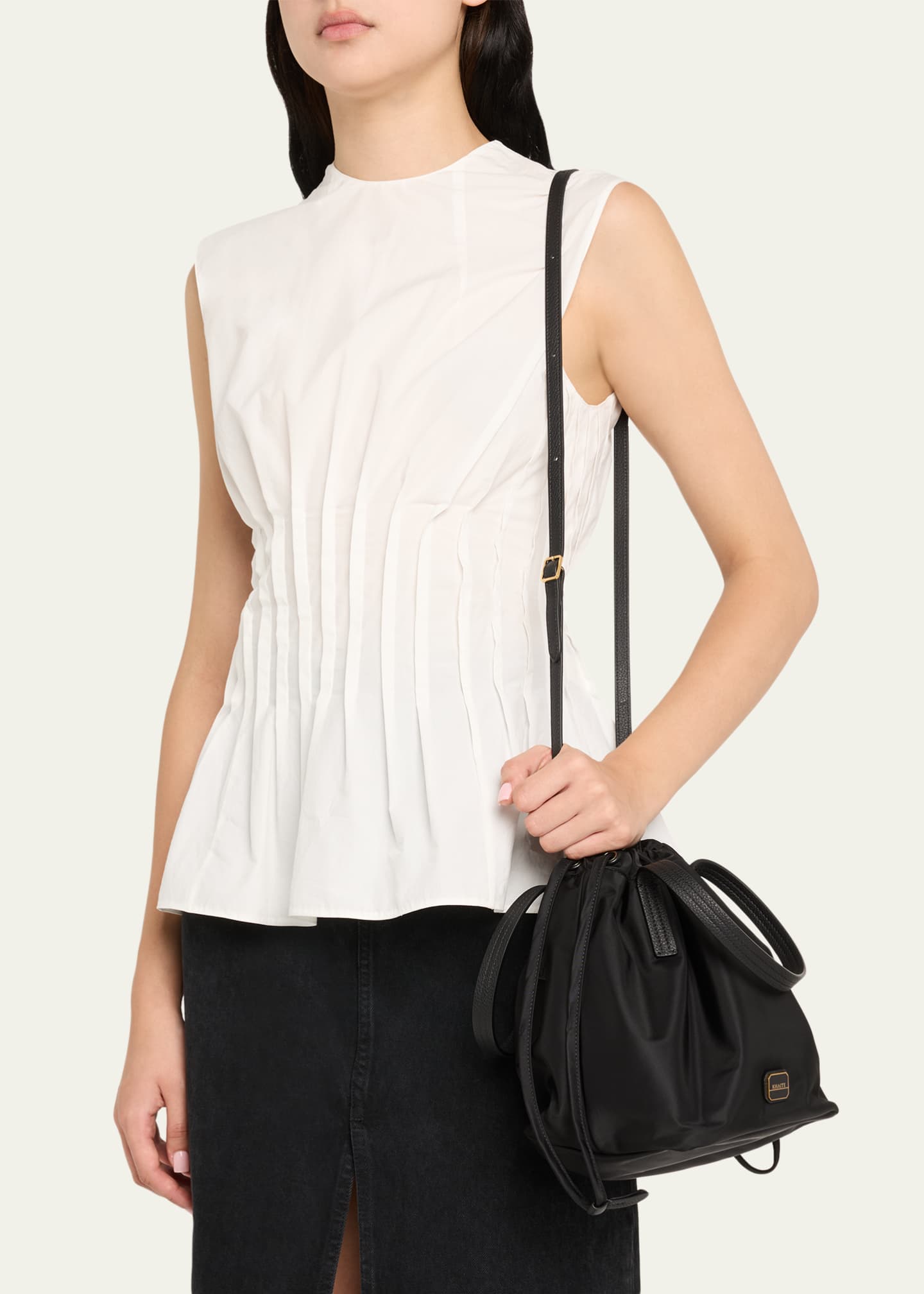 Khaite Rory Nylon Drawstring Bucket Bag Image 2 of 6
