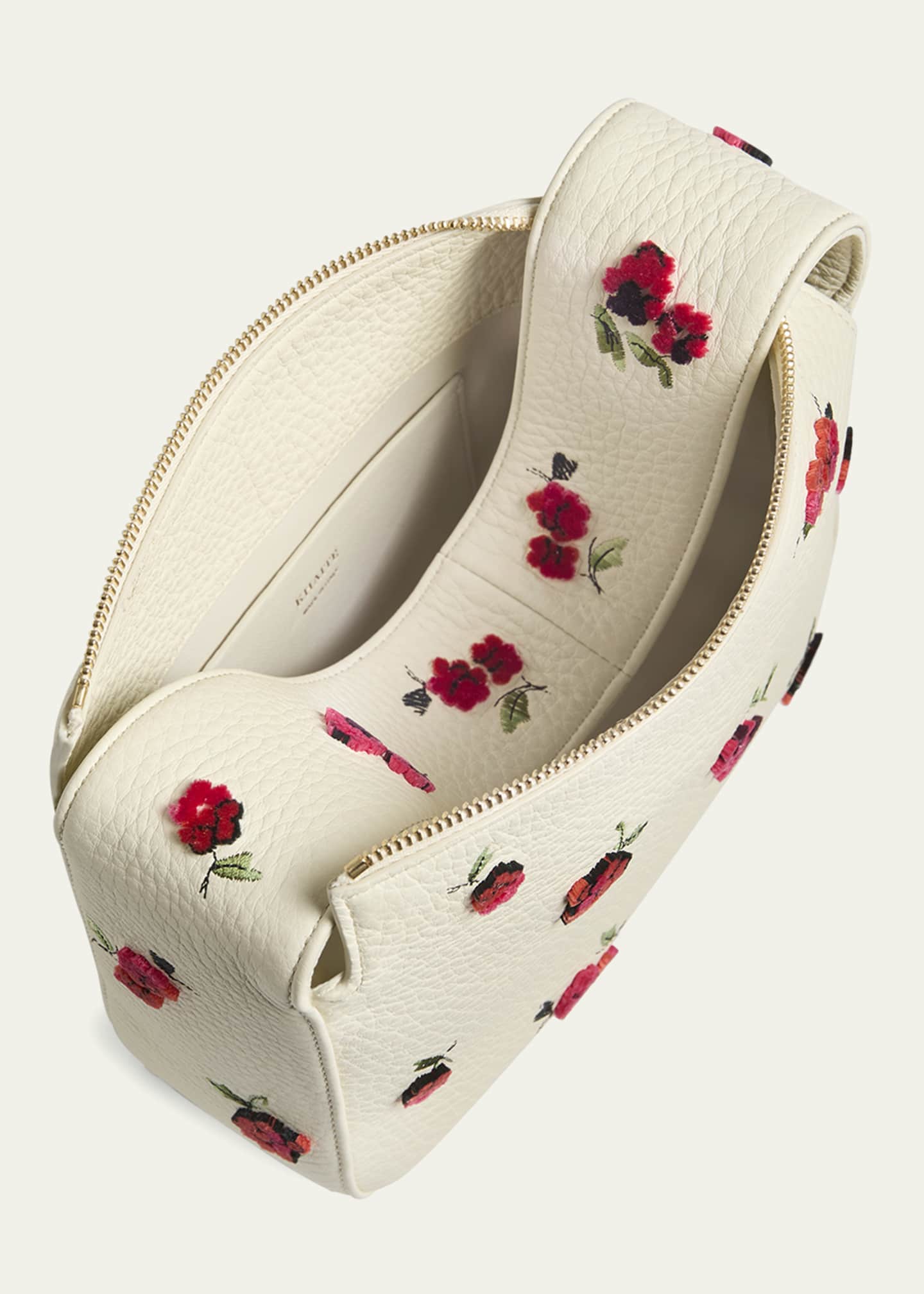 Khaite Elena Raspberry Applique Leather Shoulder Bag Image 3 of 3