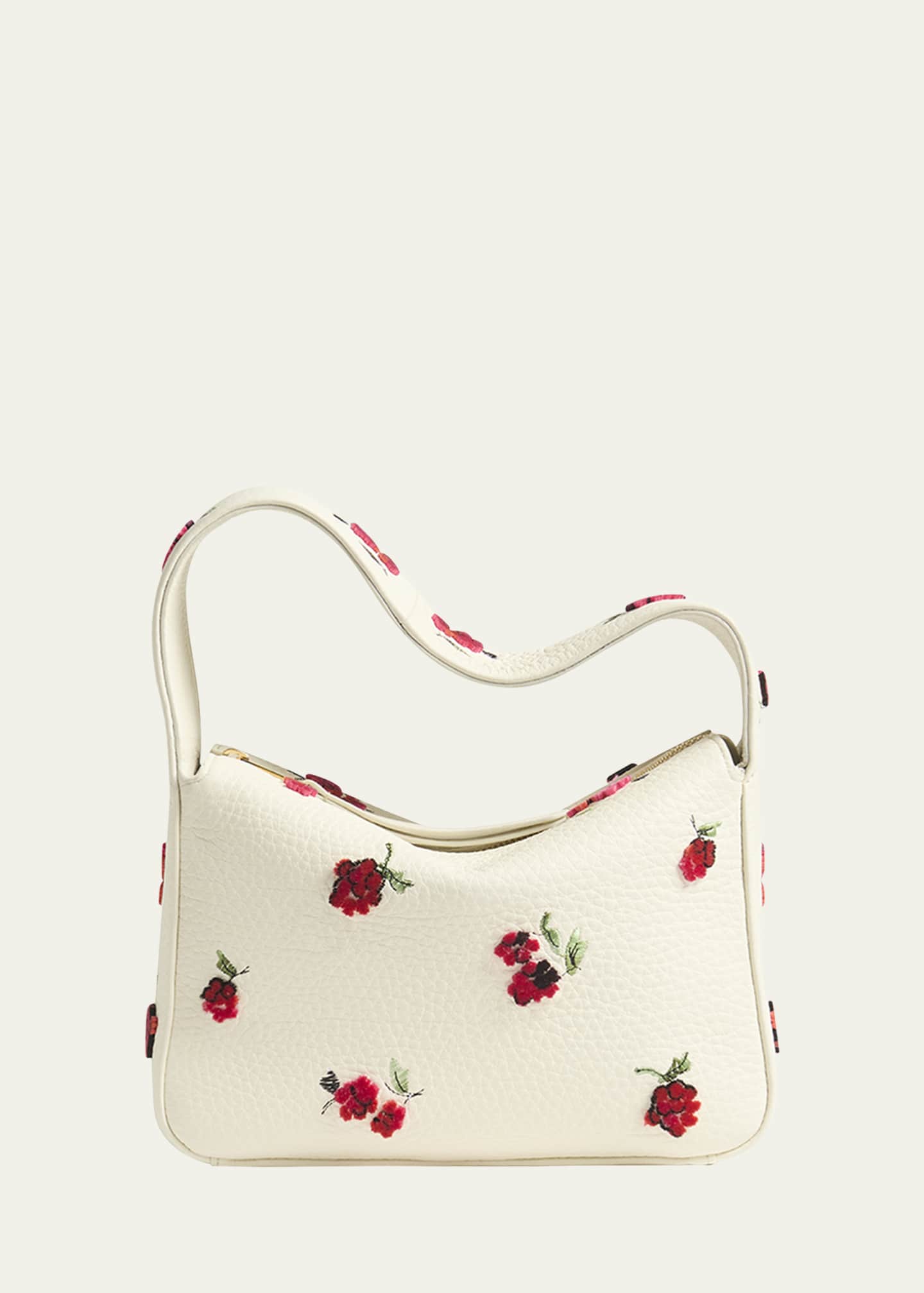 Khaite Elena Raspberry Applique Leather Shoulder Bag Image 1 of 3