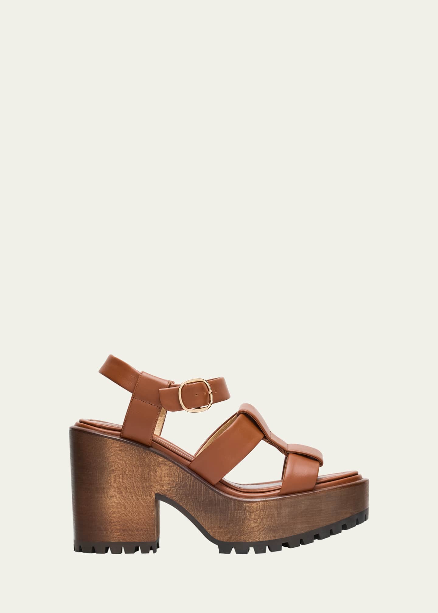 Gabriela Hearst Hera Leather Platform Block-Heel Sandals Image 1 of 6