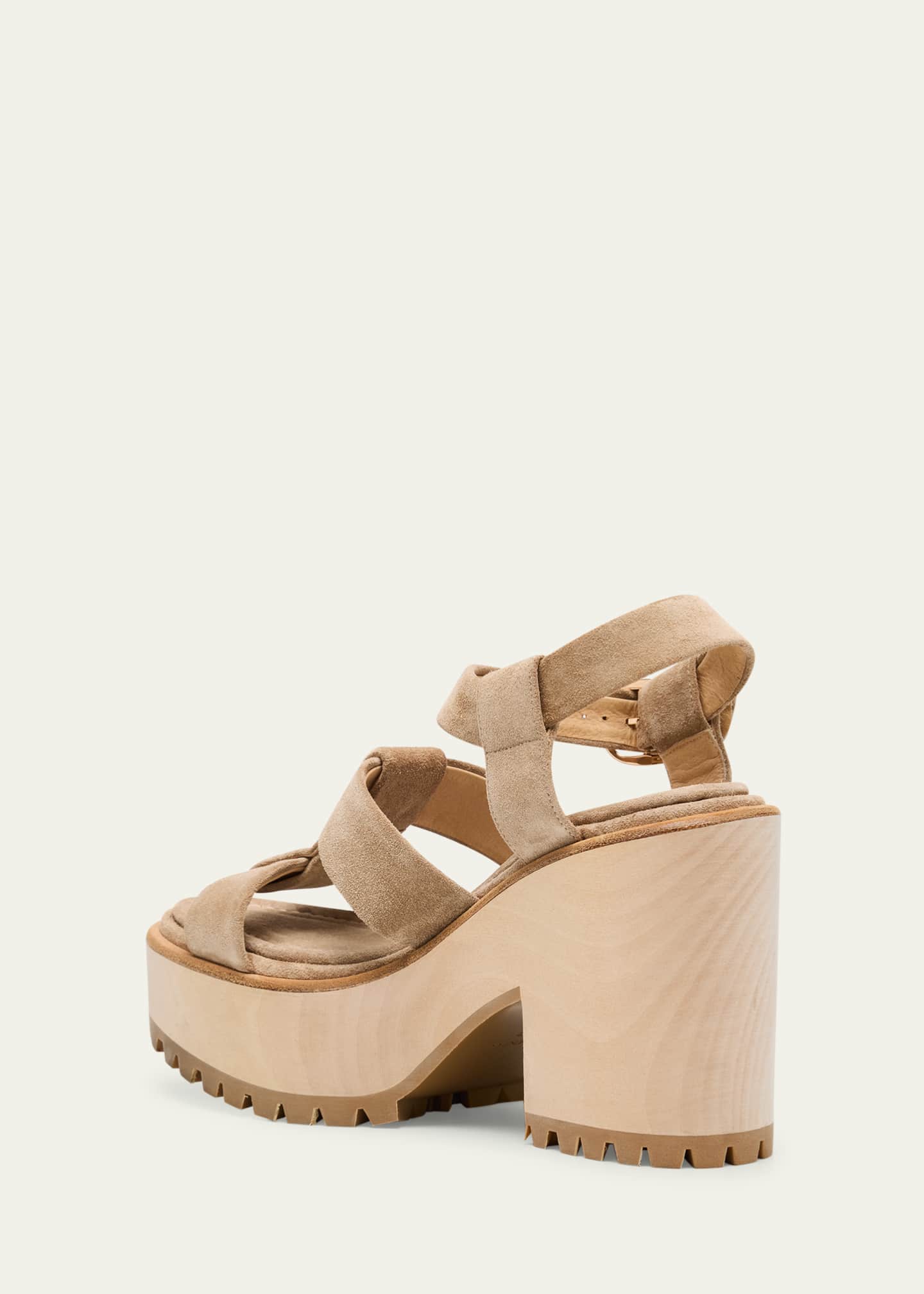 Gabriela Hearst Hera Suede Platform Block-Heel Sandals Image 2 of 4