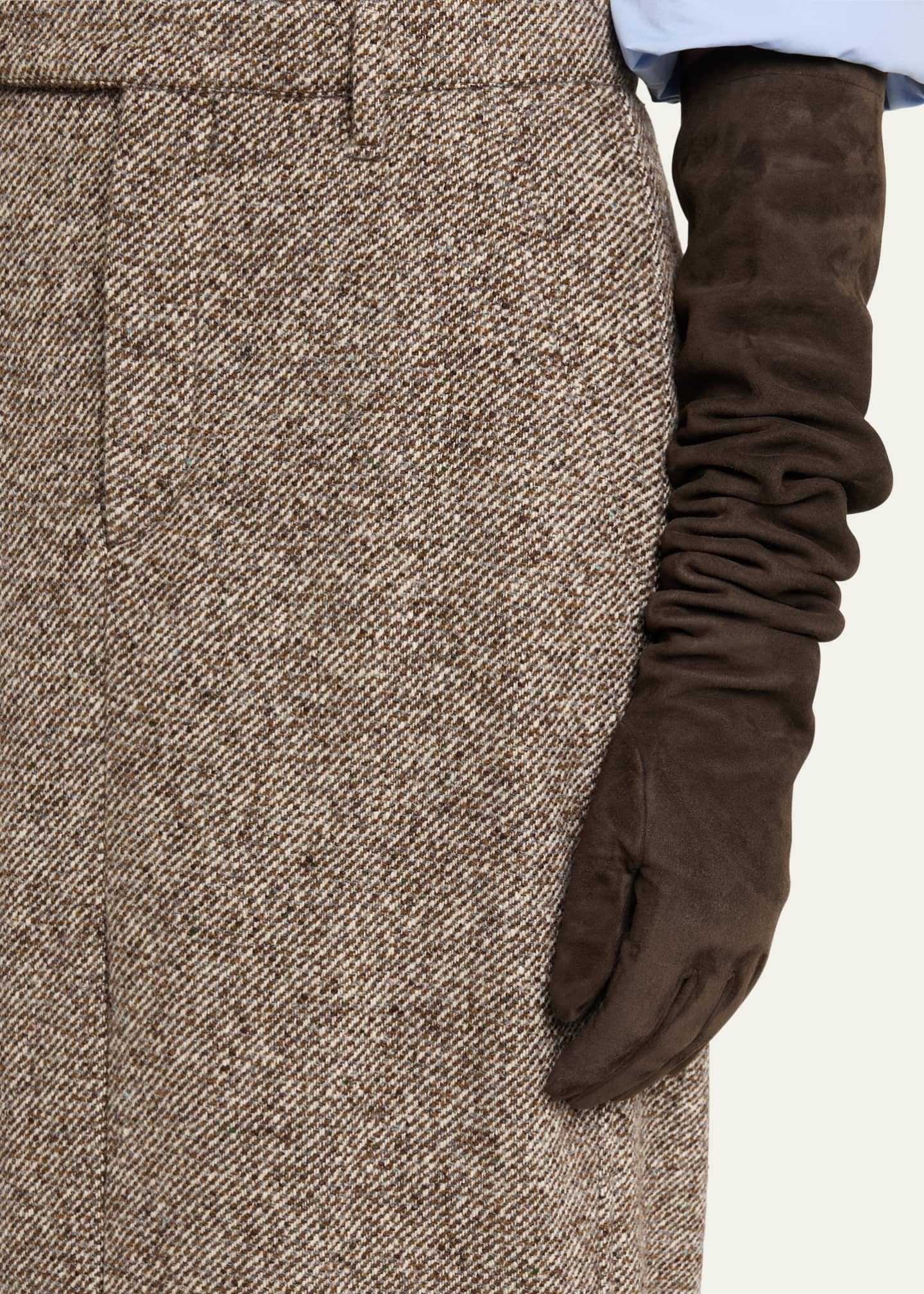 Brunello Cucinelli Diagonal Wool Tweed Midi Sartorial Pencil Skirt Image 5 of 5