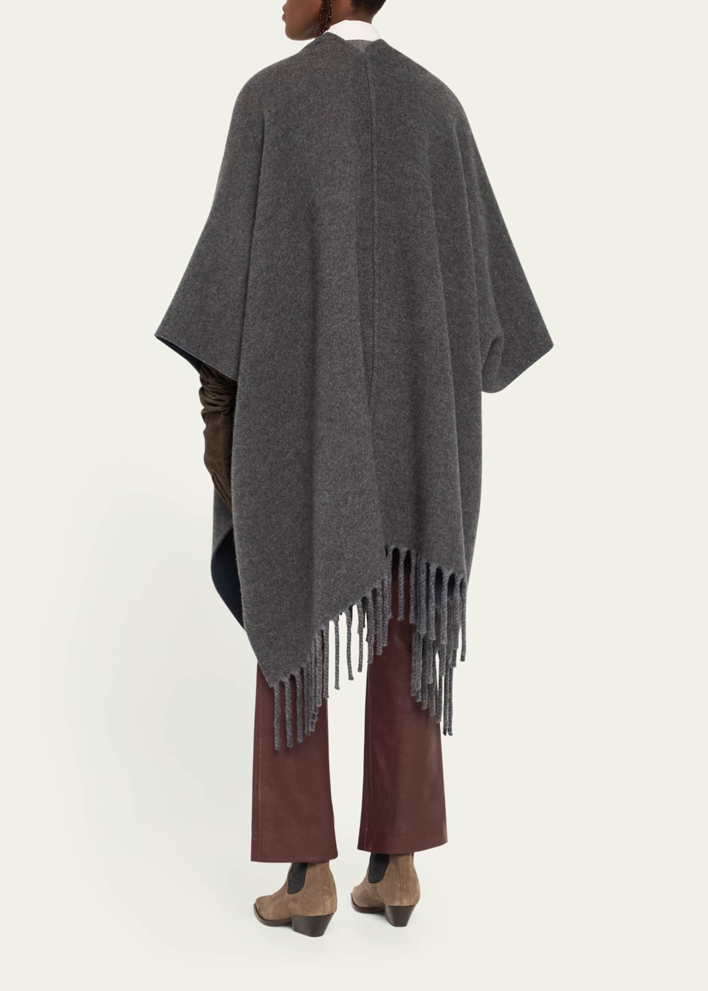 Brunello Cucinelli Reversible Cashmere Poncho Image 3 of 5
