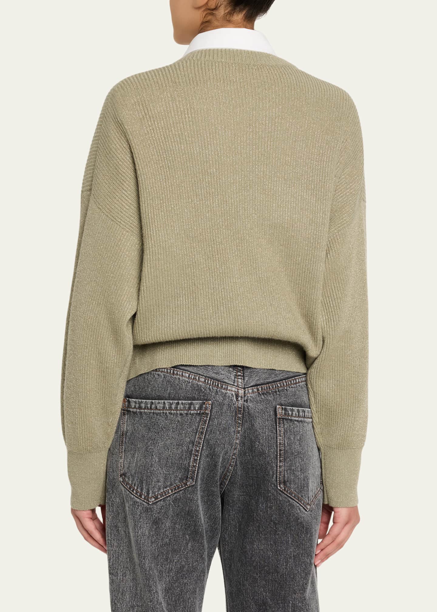 Brunello Cucinelli Sparkling Cashmere Winter Vanise Crewneck Sweater Image 3 of 5
