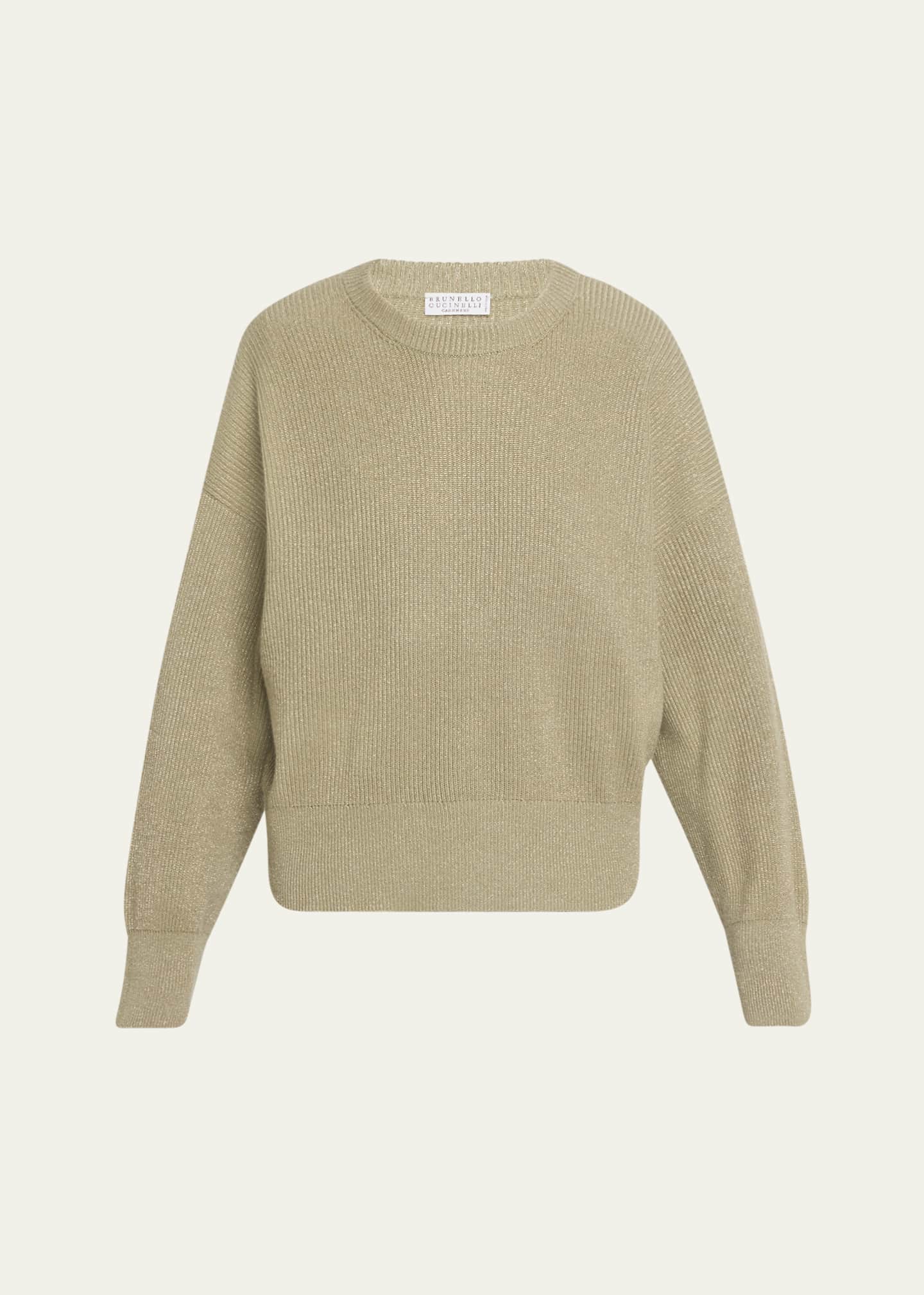 Brunello Cucinelli Sparkling Cashmere Winter Vanise Crewneck Sweater Image 1 of 5