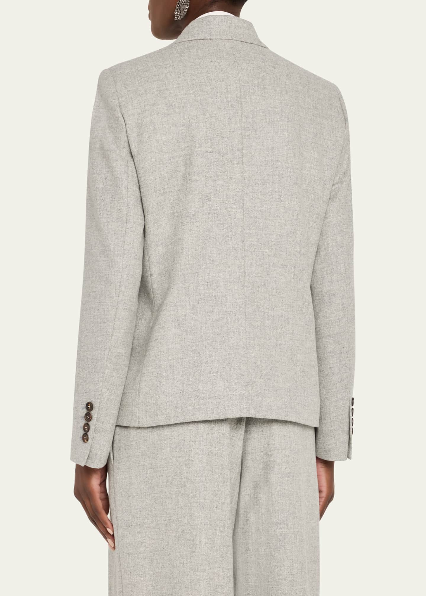 Brunello Cucinelli Cashmere-Wool Flannel Double-Breasted Blazer Image 3 of 5