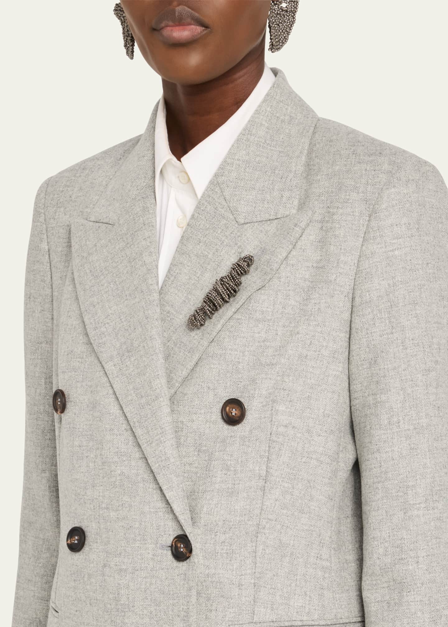 Brunello Cucinelli Cashmere-Wool Flannel Double-Breasted Blazer Image 5 of 5