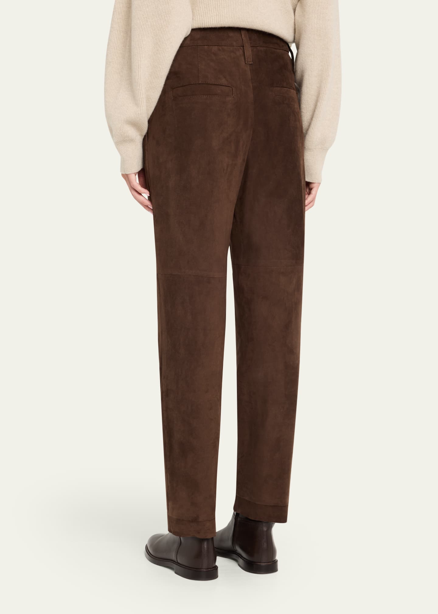 Brunello Cucinelli Pleated Suede Pants Image 3 of 5