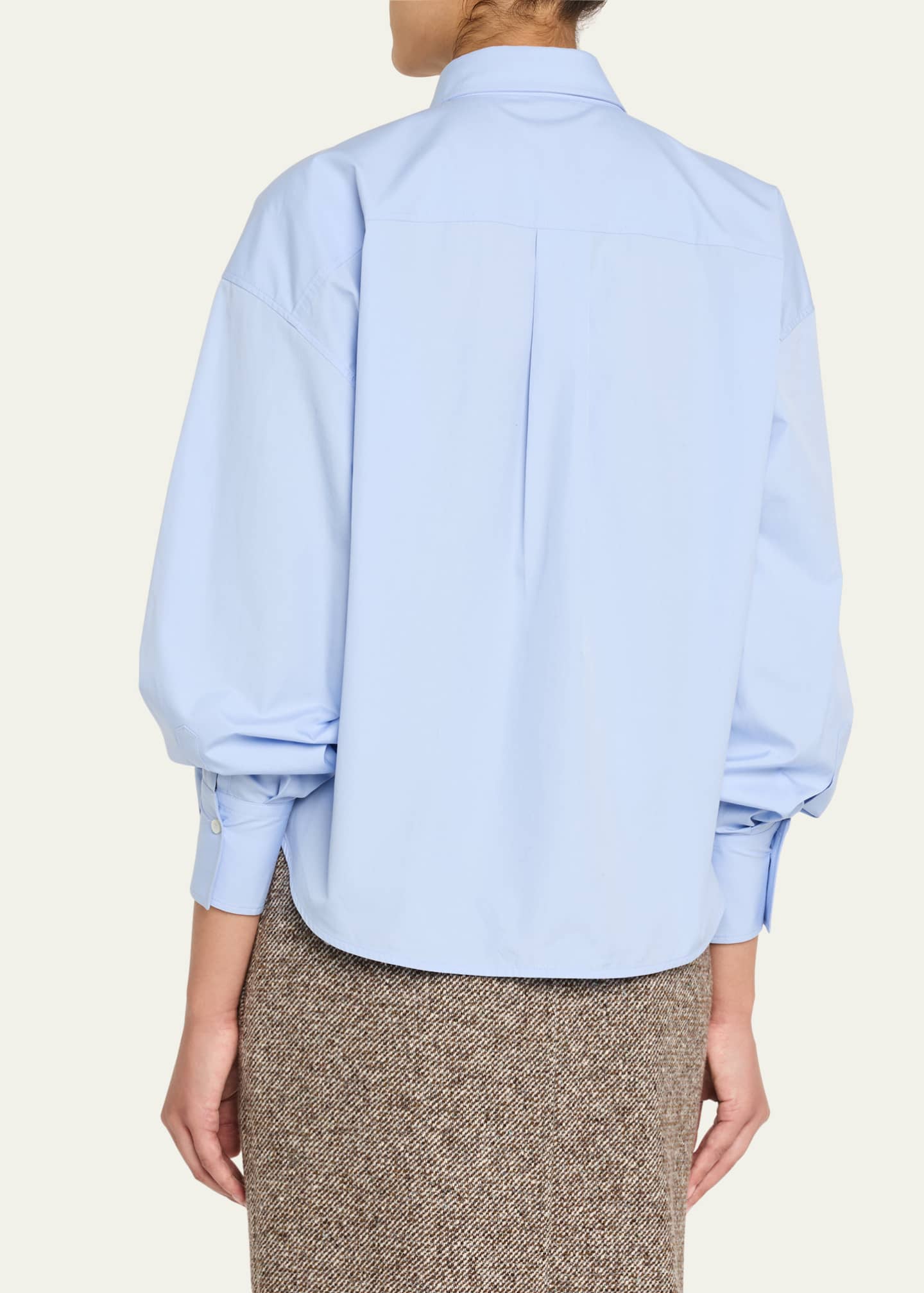 Brunello Cucinelli Monili Flap Pocket Poplin Button-Down Shirt Image 3 of 5