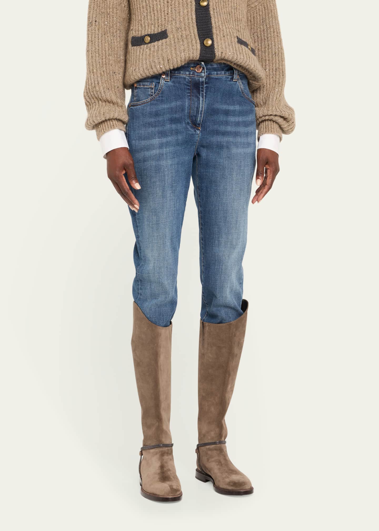 Brunello Cucinelli High-Rise Stretch Skinny-Leg Jeans Image 4 of 5