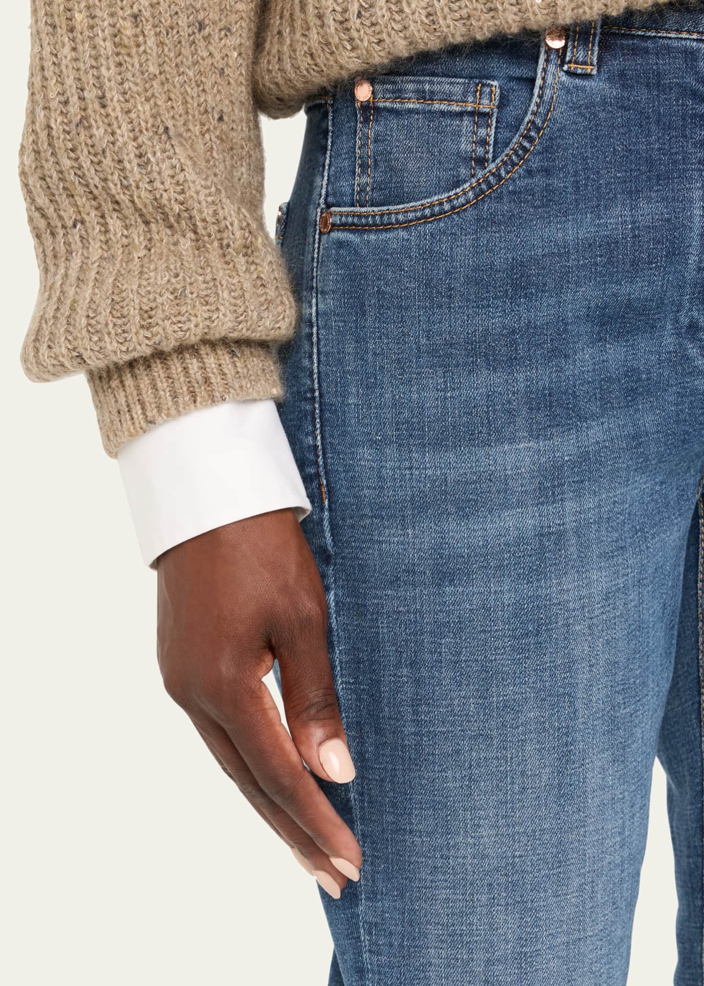 Brunello Cucinelli High-Rise Stretch Skinny-Leg Jeans Image 5 of 5