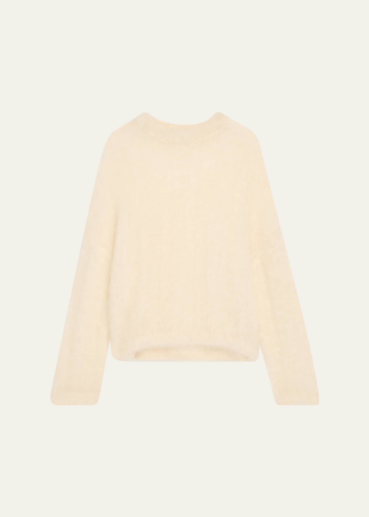 Brunello Cucinelli Mohair Cozy Candy Floss Knit Crewneck Sweater Image 1 of 5