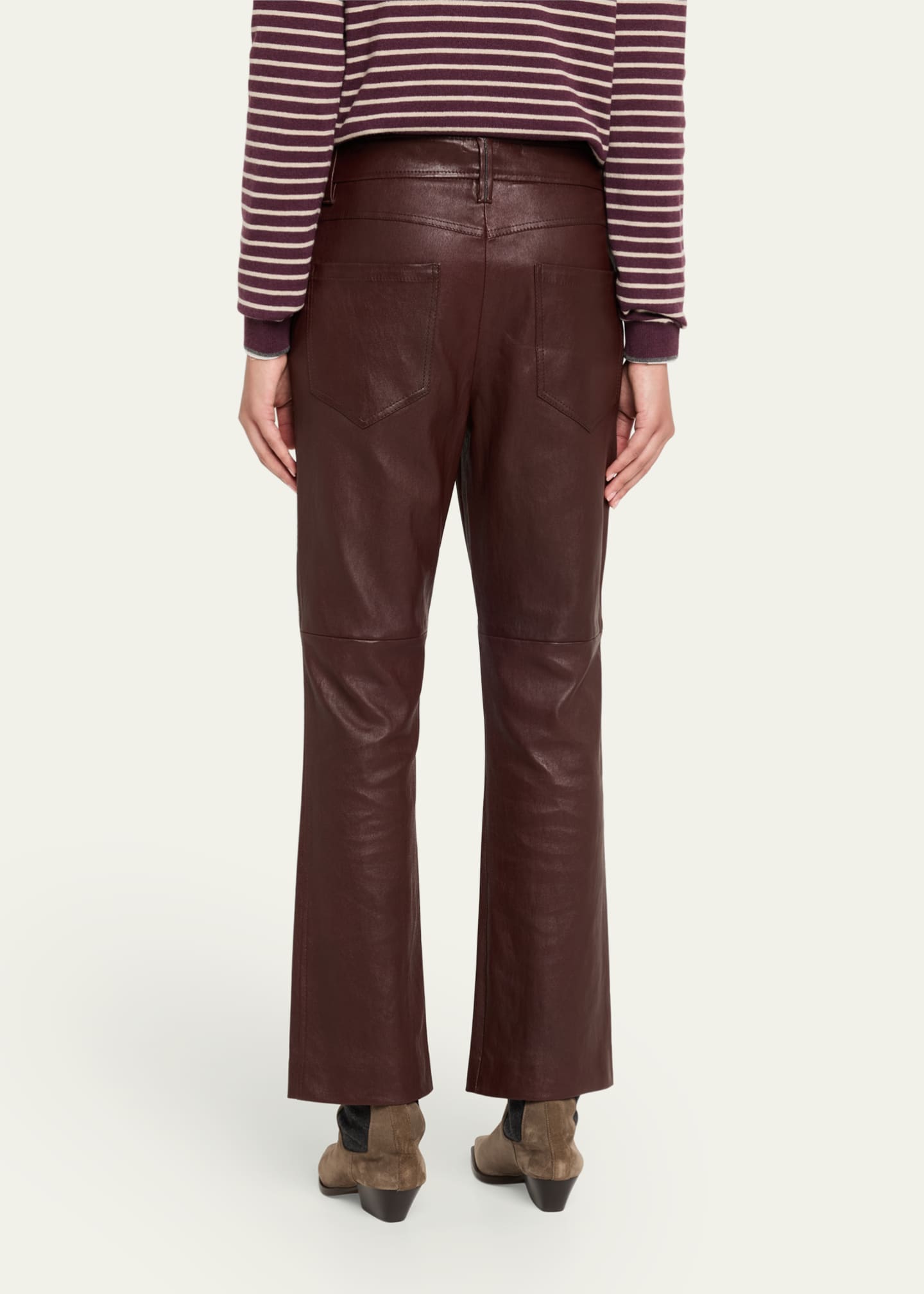 Brunello Cucinelli Kick-Flare Leather Pants Image 3 of 5