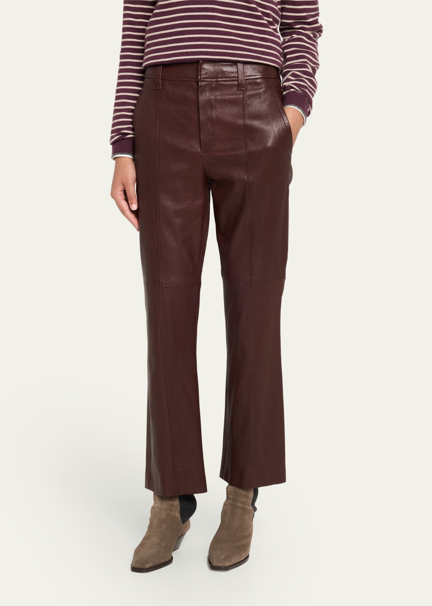 Brunello Cucinelli Kick-Flare Leather Pants Image 4 of 5