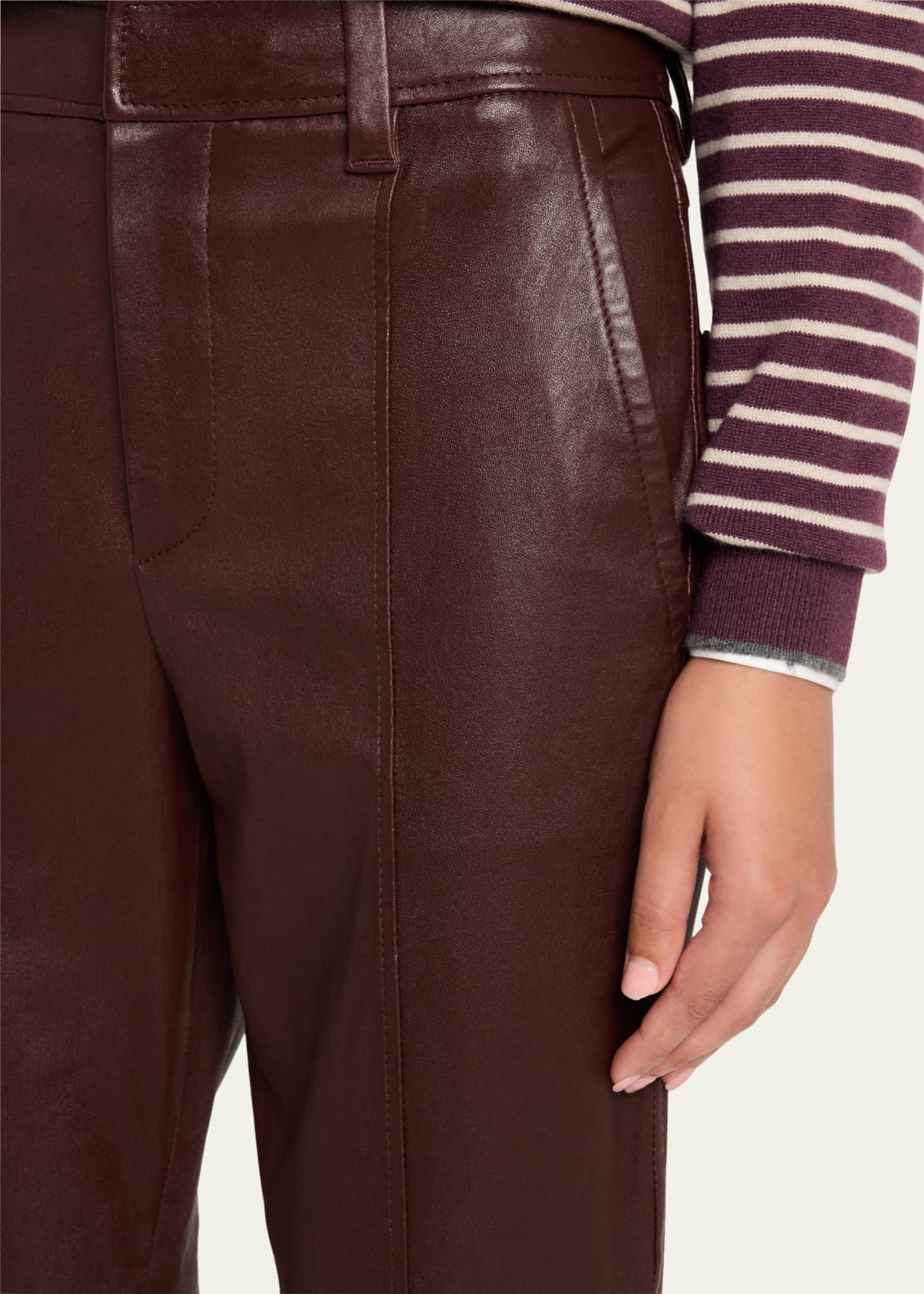 Brunello Cucinelli Kick-Flare Leather Pants Image 5 of 5