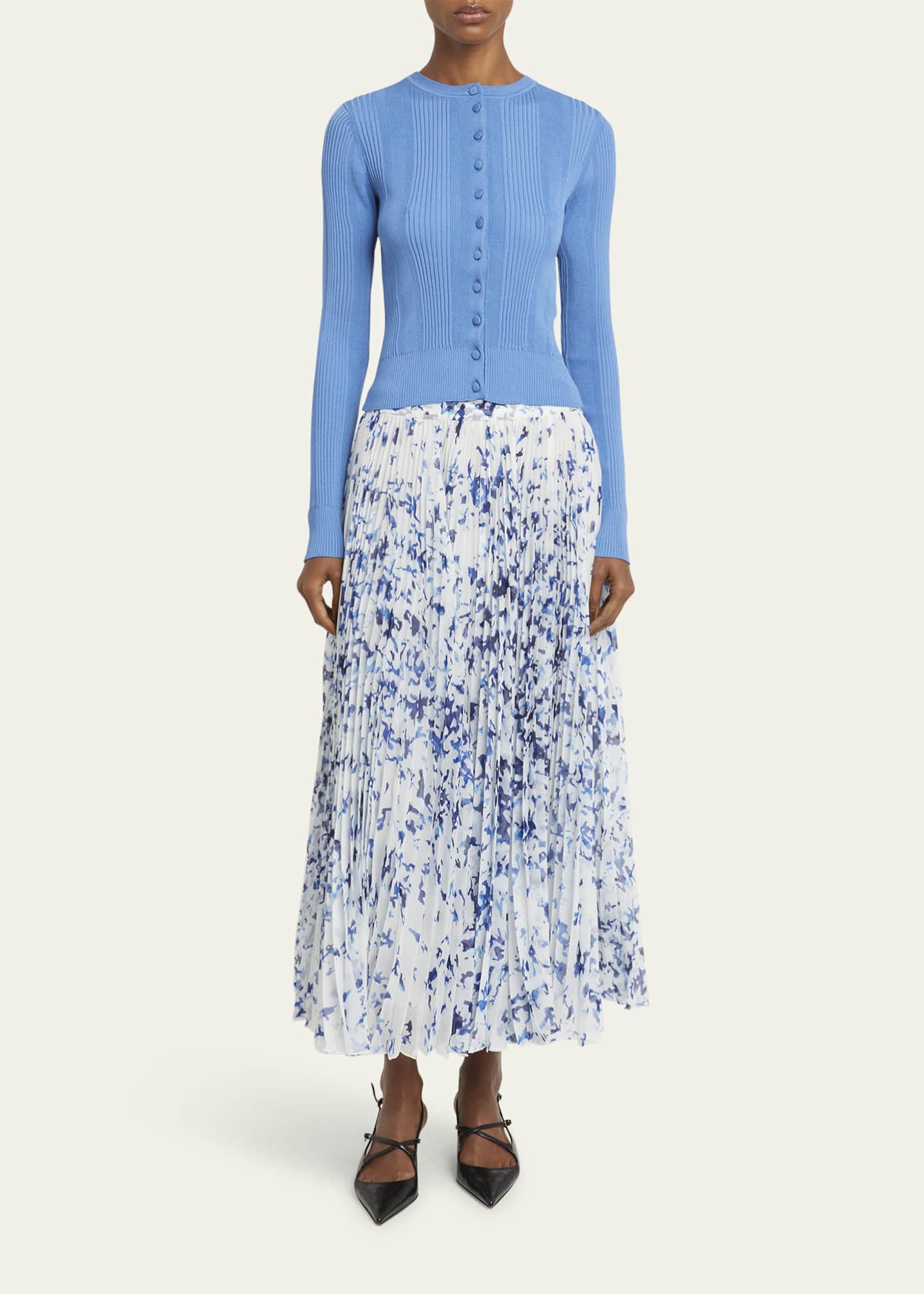 Proenza Schouler Cecily Printed Crinkle Chiffon Skirt Image 2 of 5