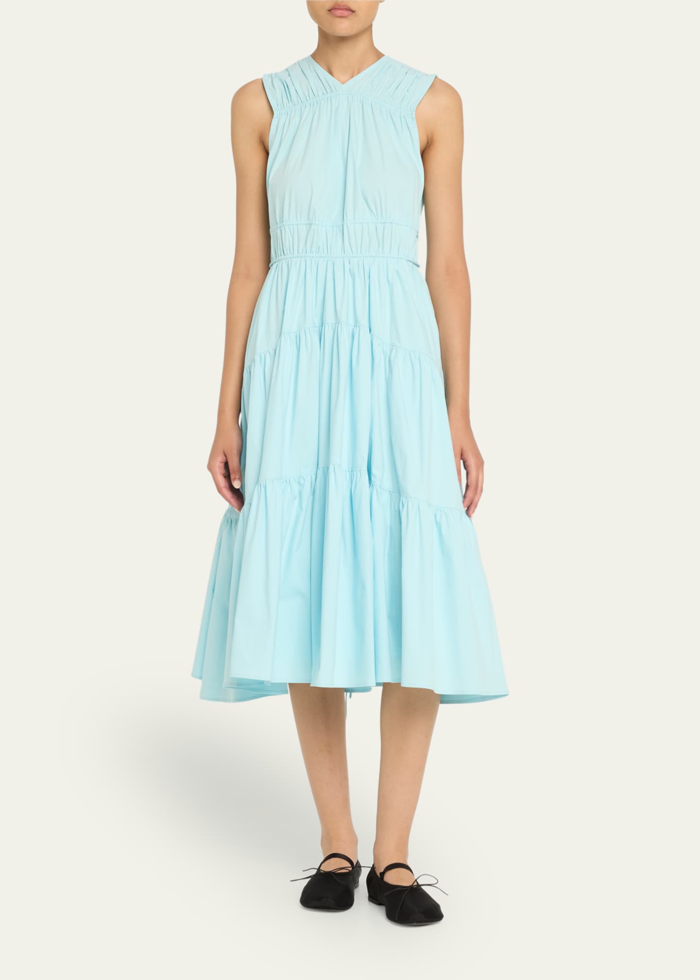 Proenza Schouler Misha Tiered Compact Eco Poplin Dress Image 2 of 5