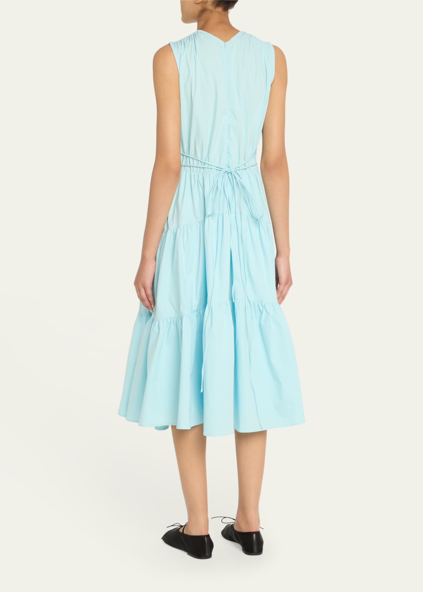 Proenza Schouler Misha Tiered Compact Eco Poplin Dress Image 3 of 5