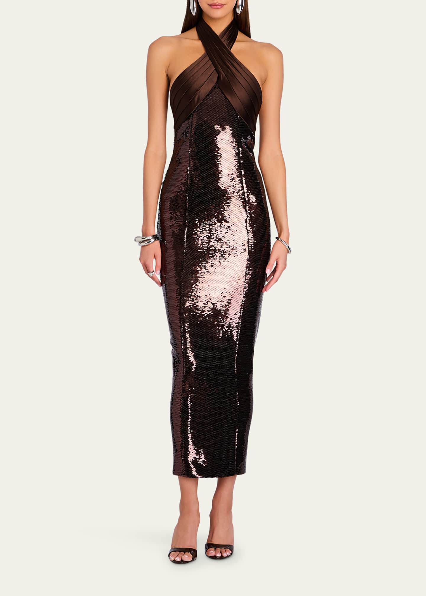 Tamra Sequined Halter Dress