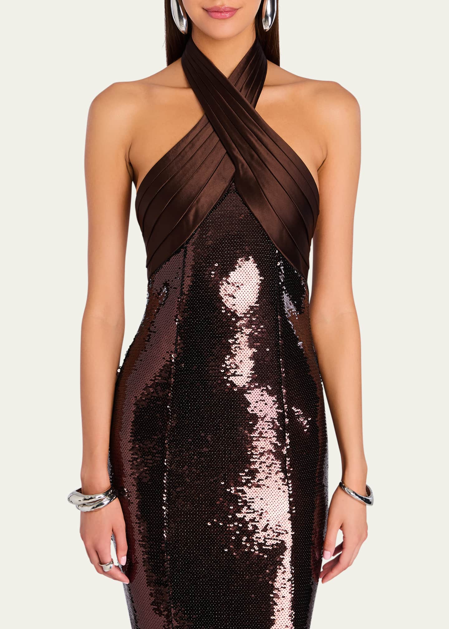 Tamra Sequined Halter Dress
