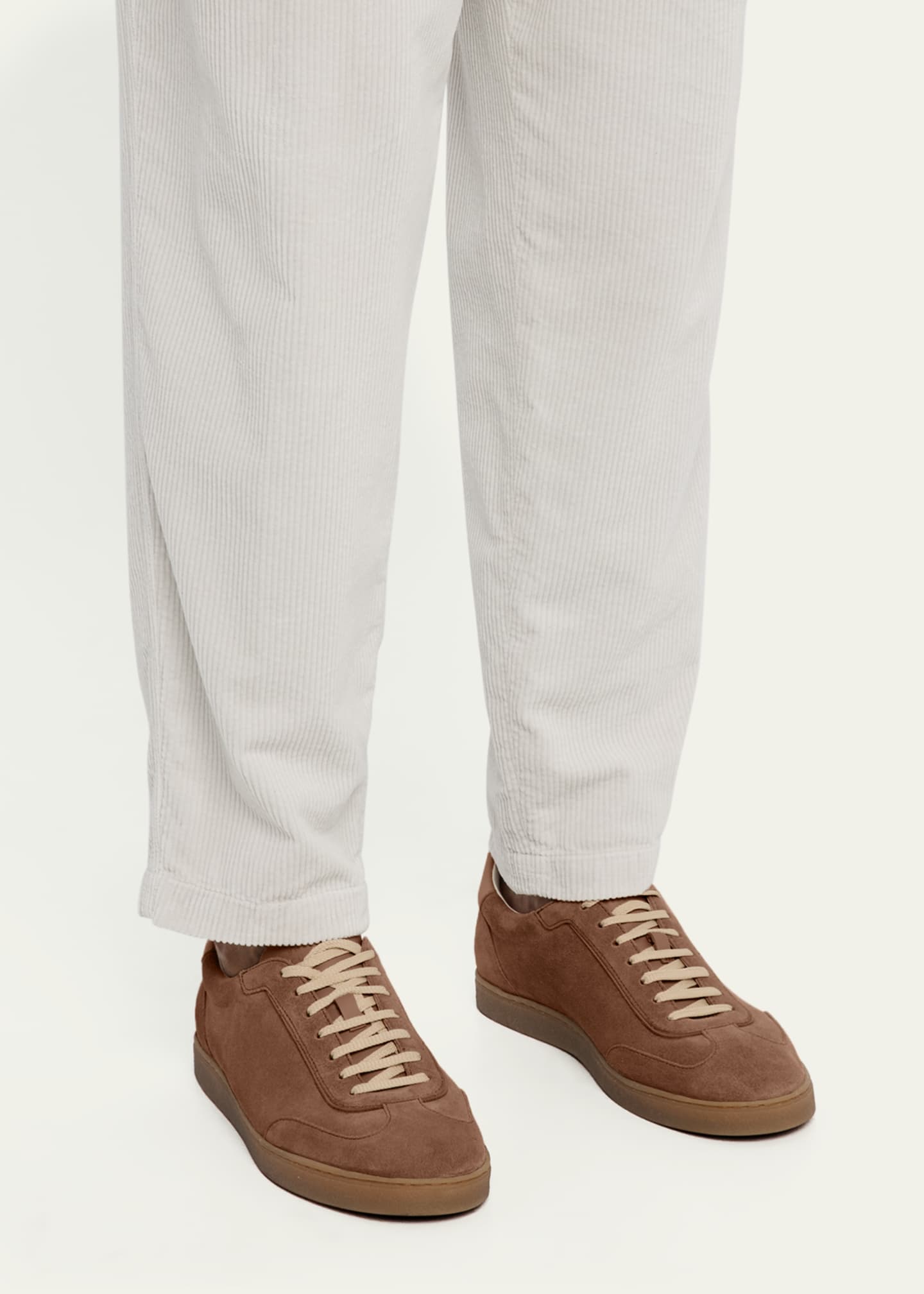 Brunello Cucinelli Men's Suede T-Toe Low-Top Sneakers Image 2 of 6