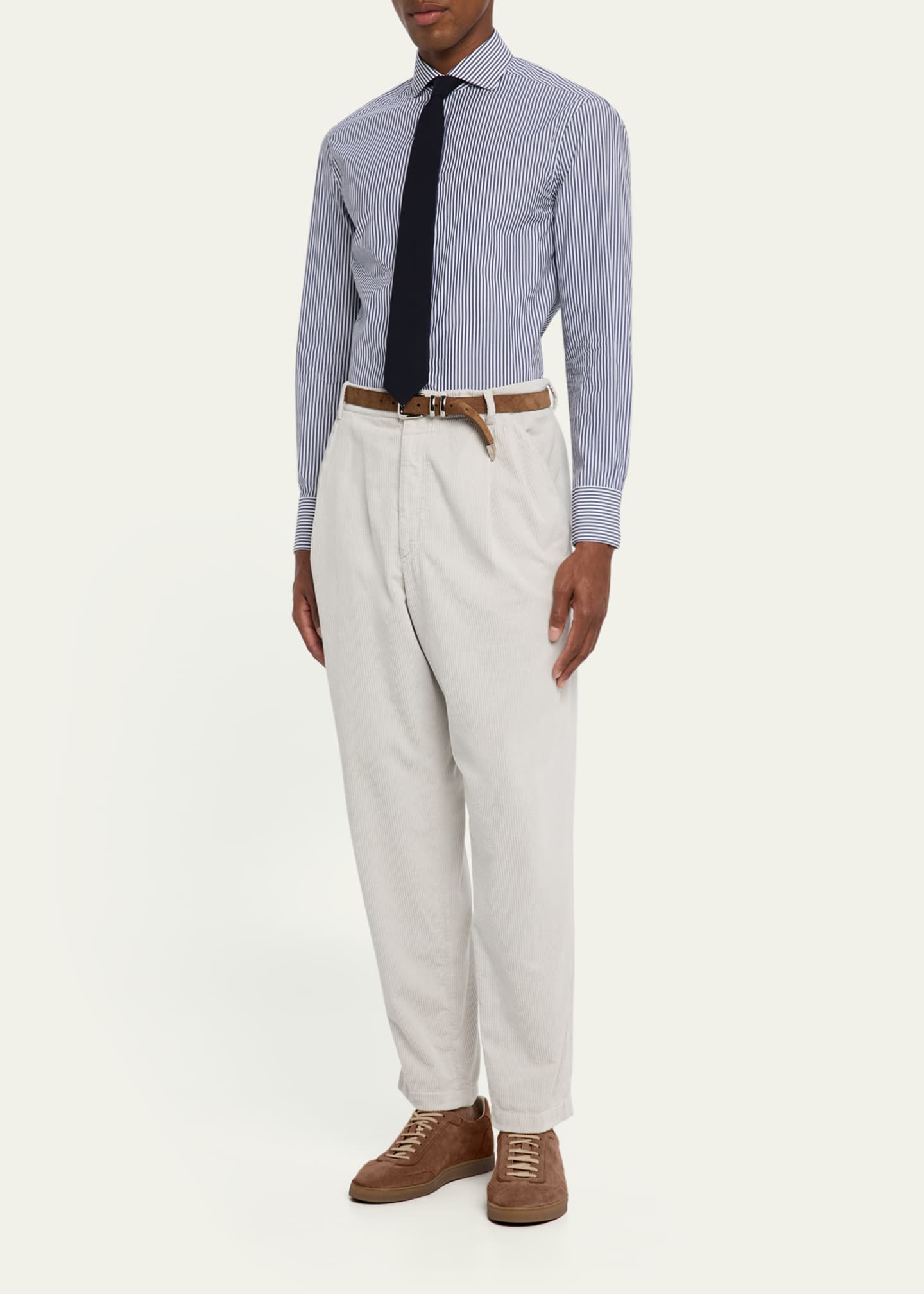 Brunello Cucinelli Men's Suede T-Toe Low-Top Sneakers Image 3 of 6