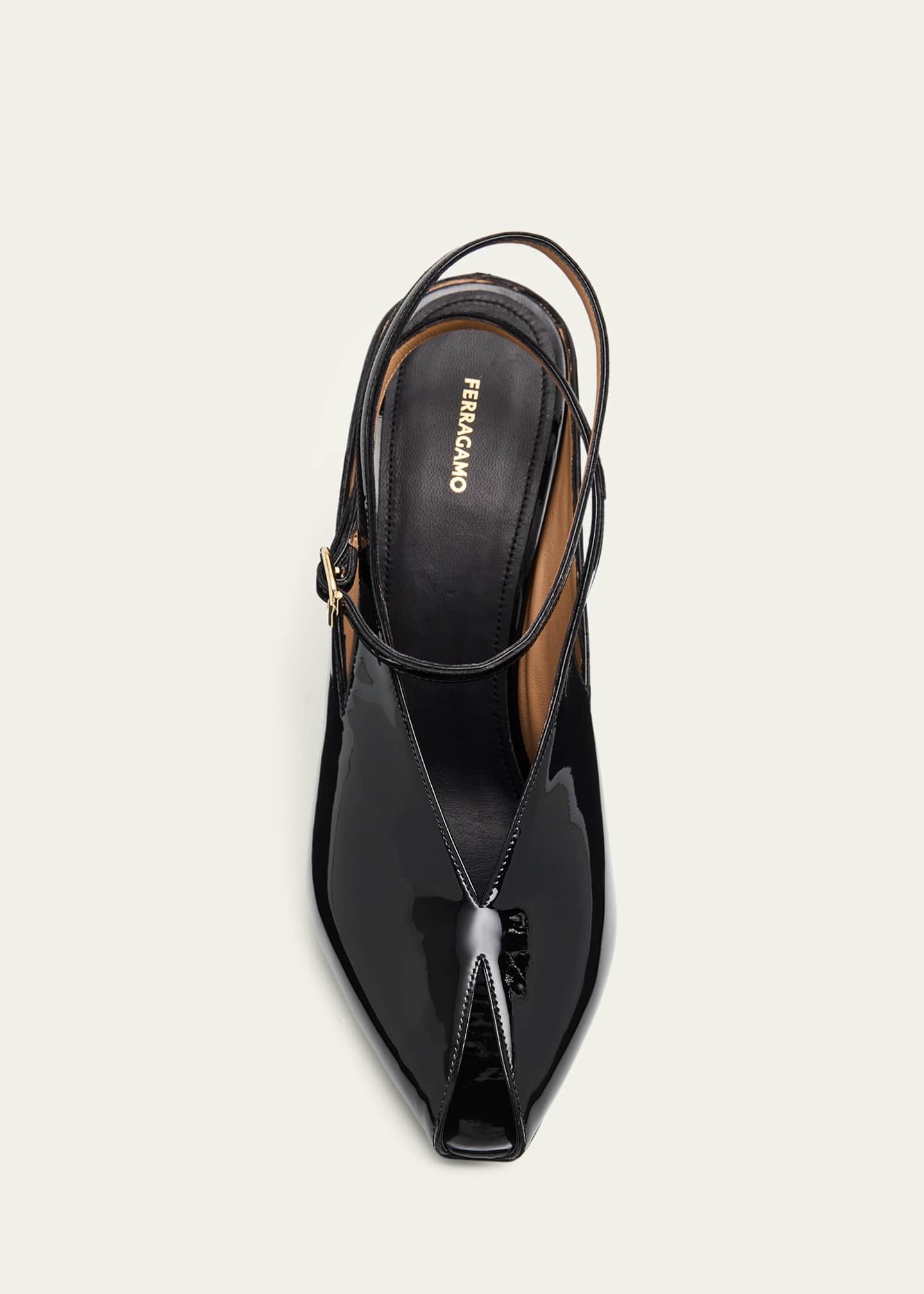 Ferragamo 95mm Arcadia Patent Wedge Sandals - Bergdorf Goodman