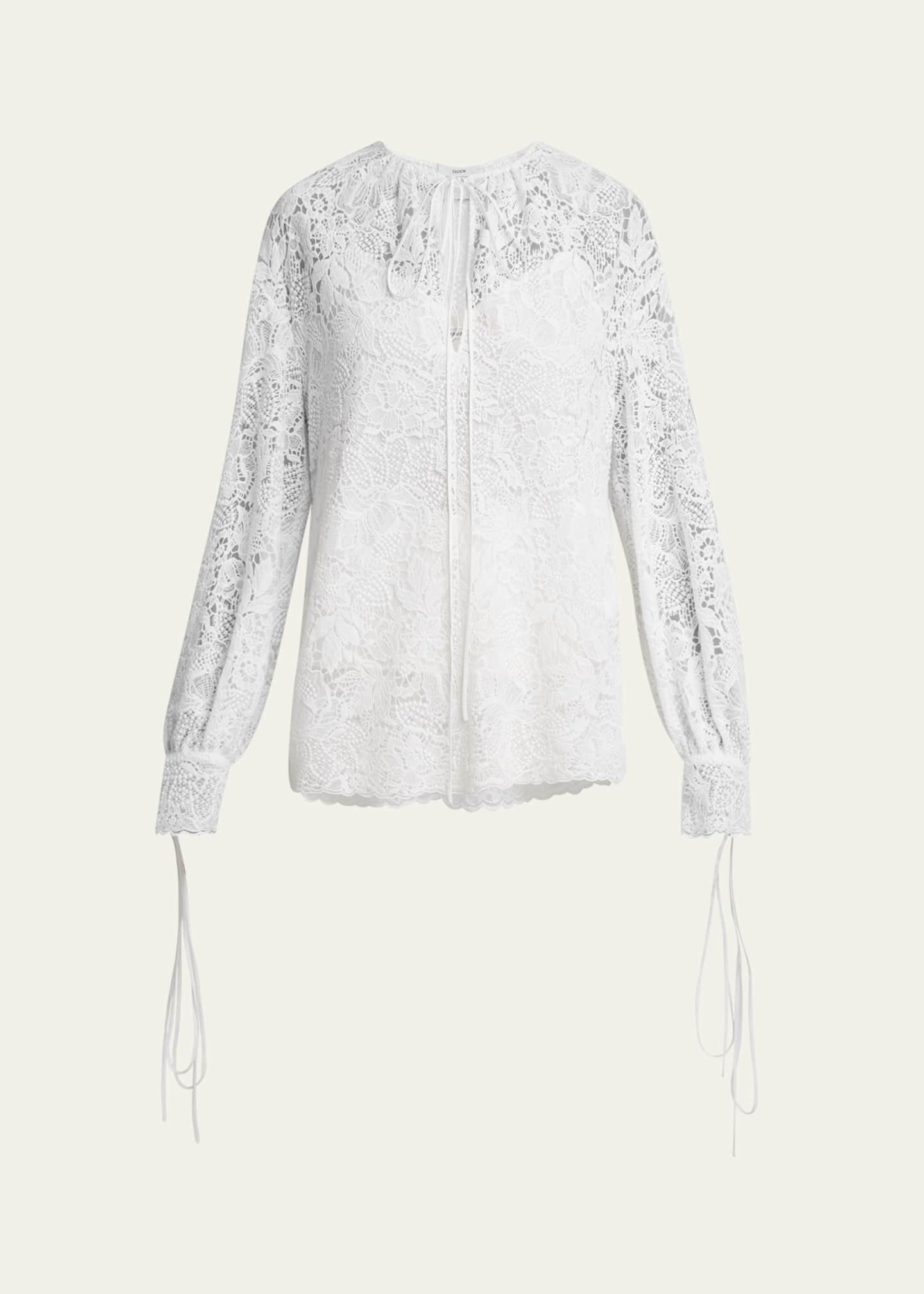 Erdem Floral Lace Drawstring Blouse Image 1 of 5