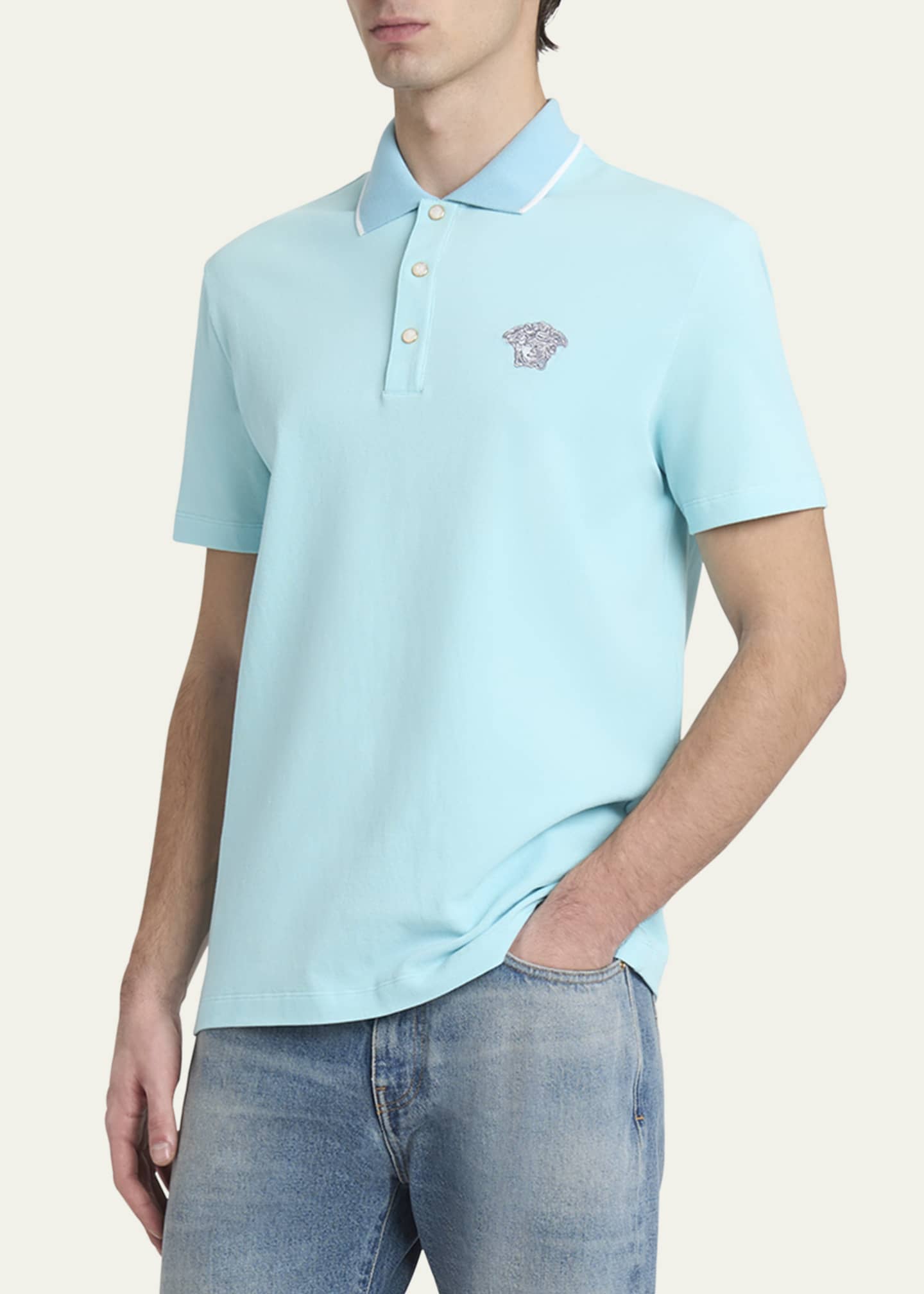 Versace Men's Medusa Pique Polo Shirt Image 4 of 5