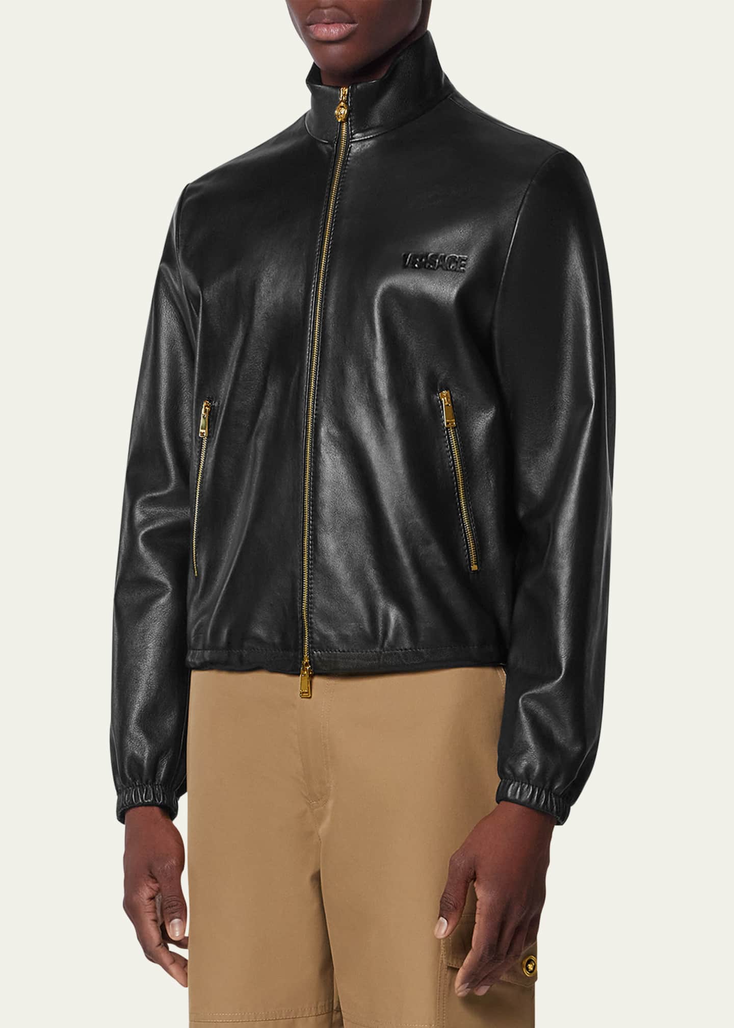 Versace Men's Full-Zip Leather Jacket Image 2 of 3