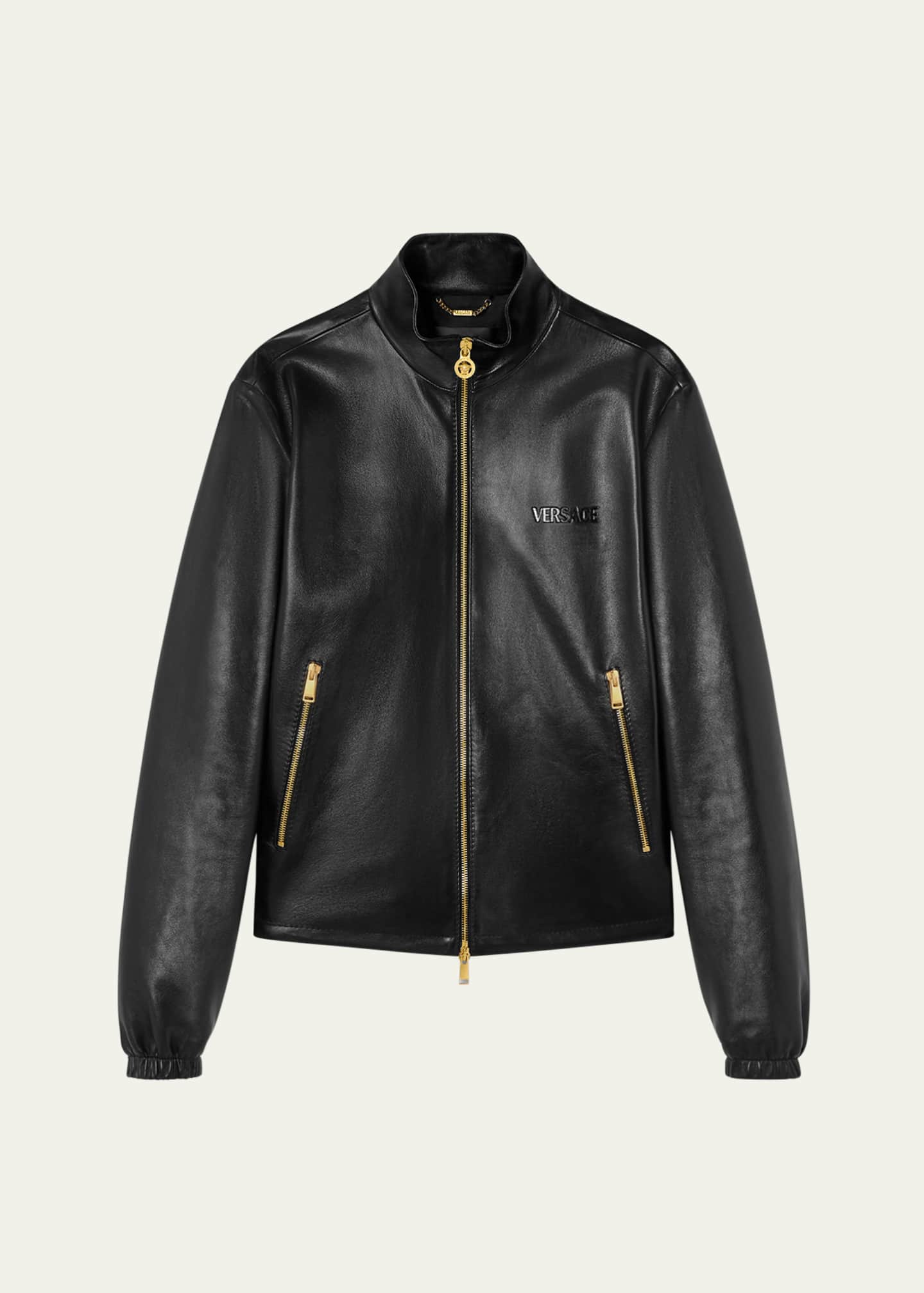 Versace Men's Full-Zip Leather Jacket Image 1 of 3
