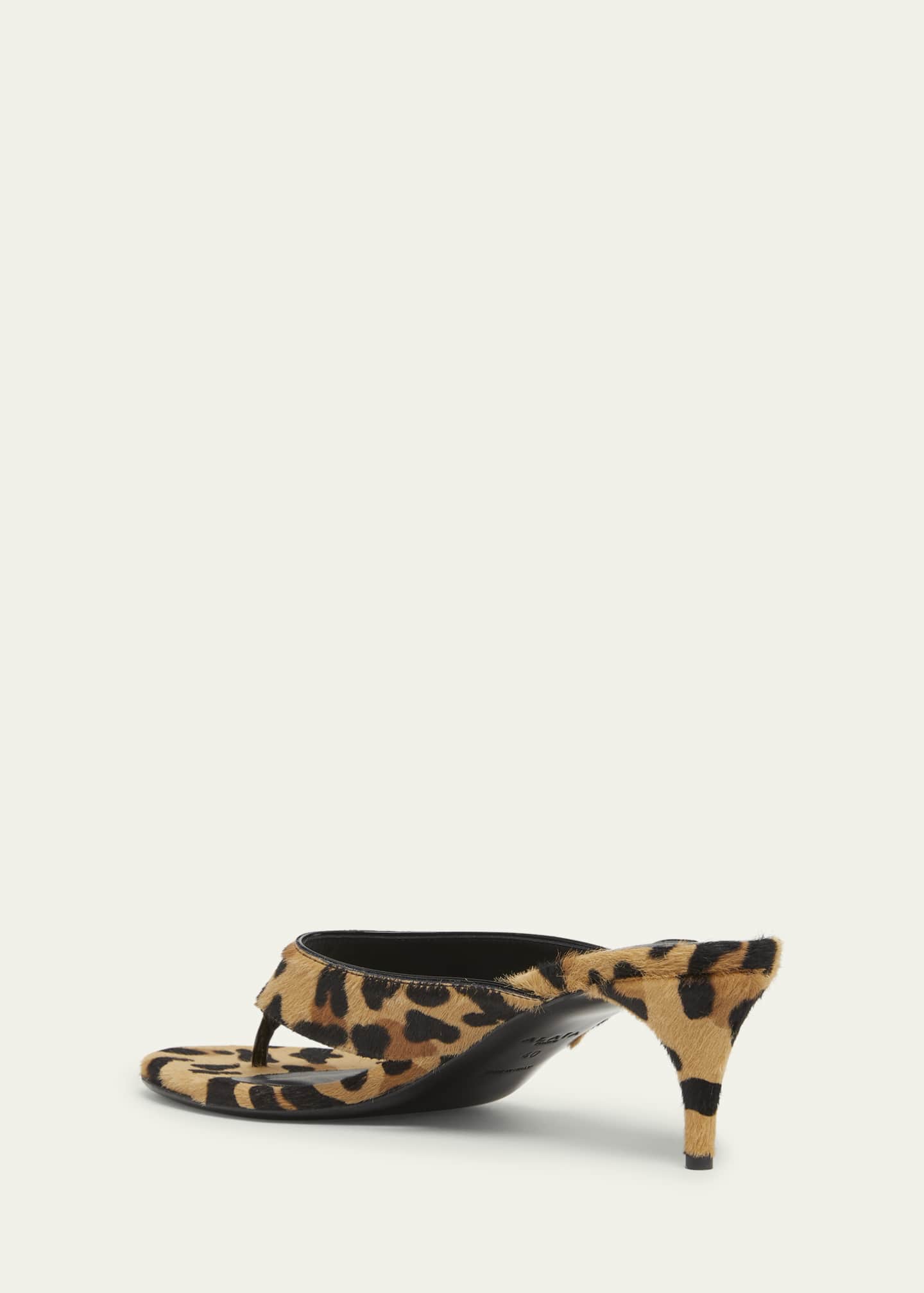 ALAIA Leopard Horse Hair Kitten-Heel Thong Sandals Image 2 of 4