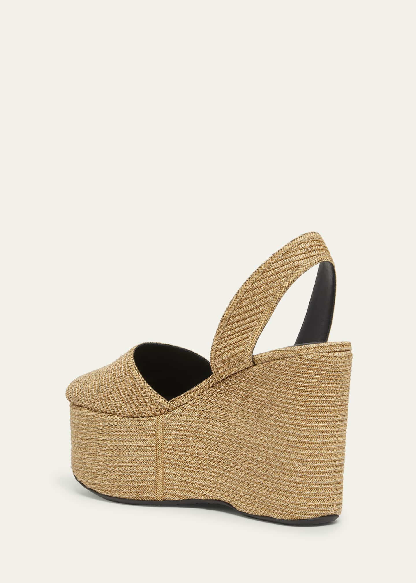 ALAIA Straw Wedge Slingback Sandals Image 2 of 4