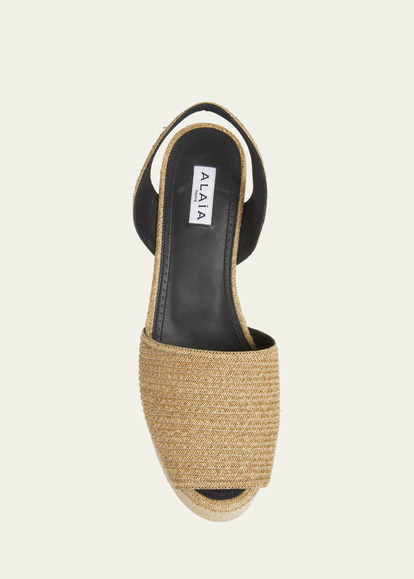 ALAIA Straw Wedge Slingback Sandals Image 4 of 4