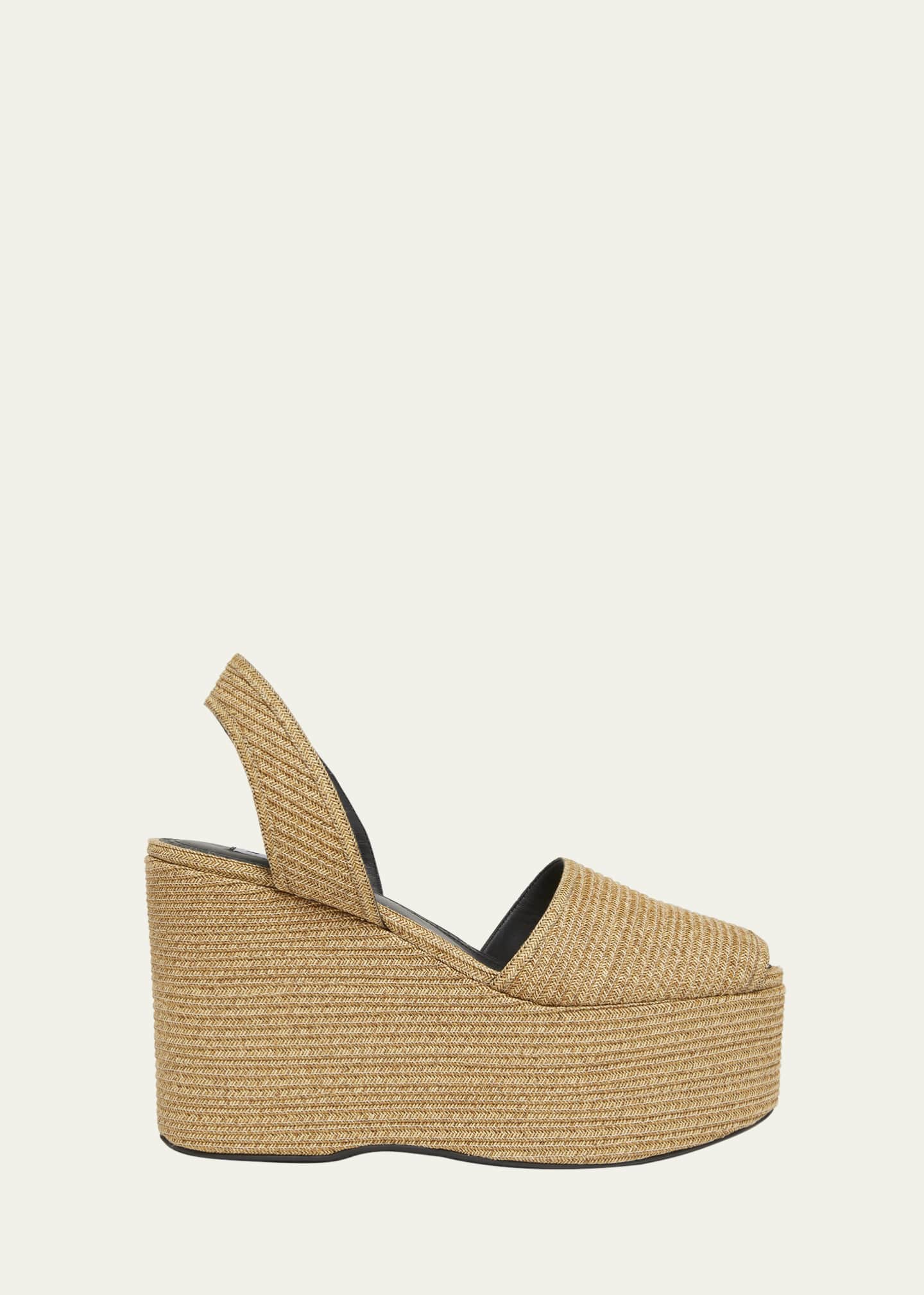 ALAIA Straw Wedge Slingback Sandals Image 1 of 4