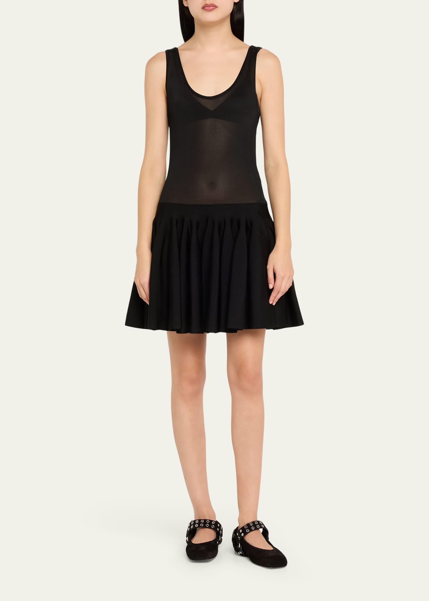 ALAIA Biker Suede Ballerina Flats Image 3 of 6
