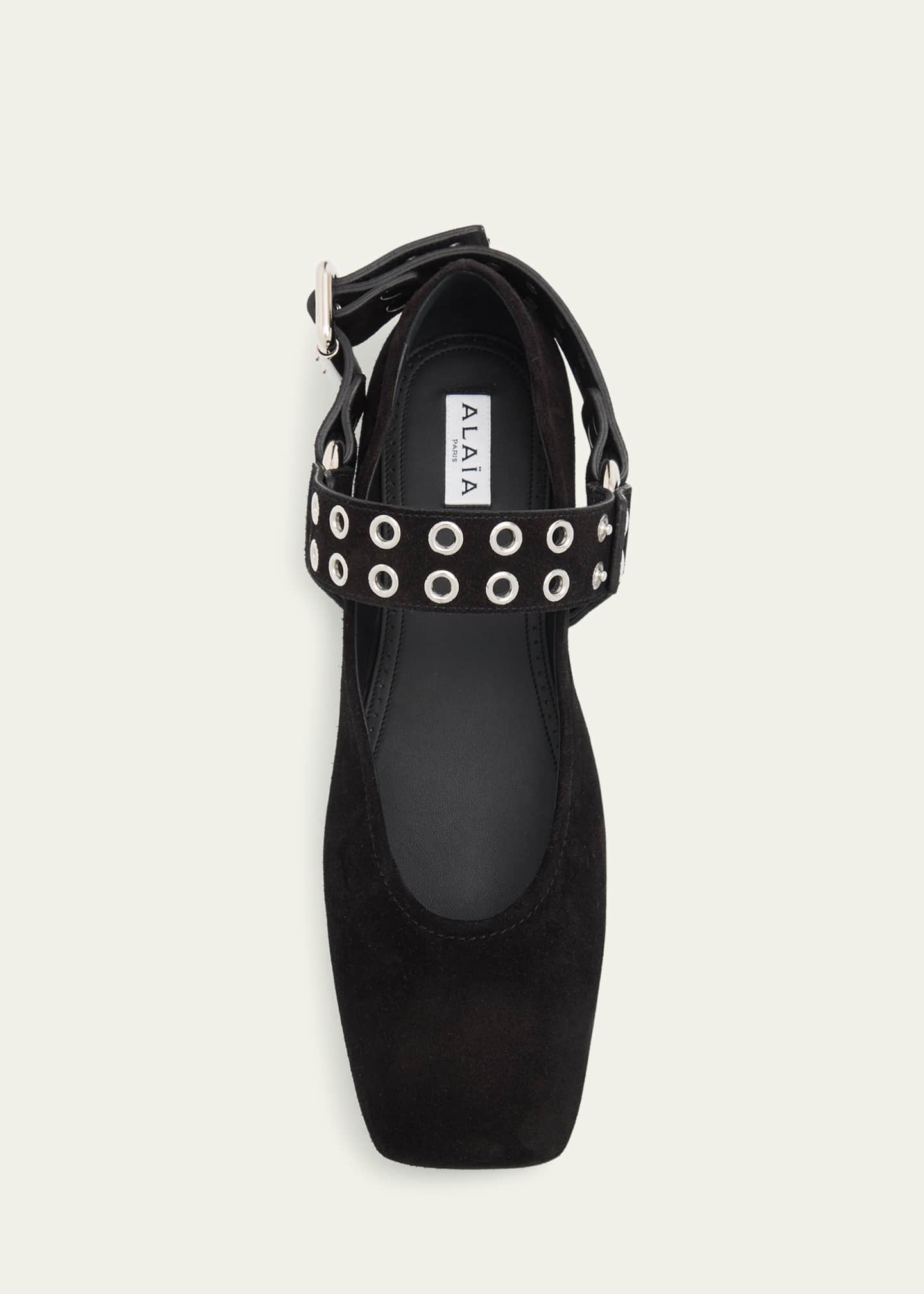 ALAIA Biker Suede Ballerina Flats Image 6 of 6