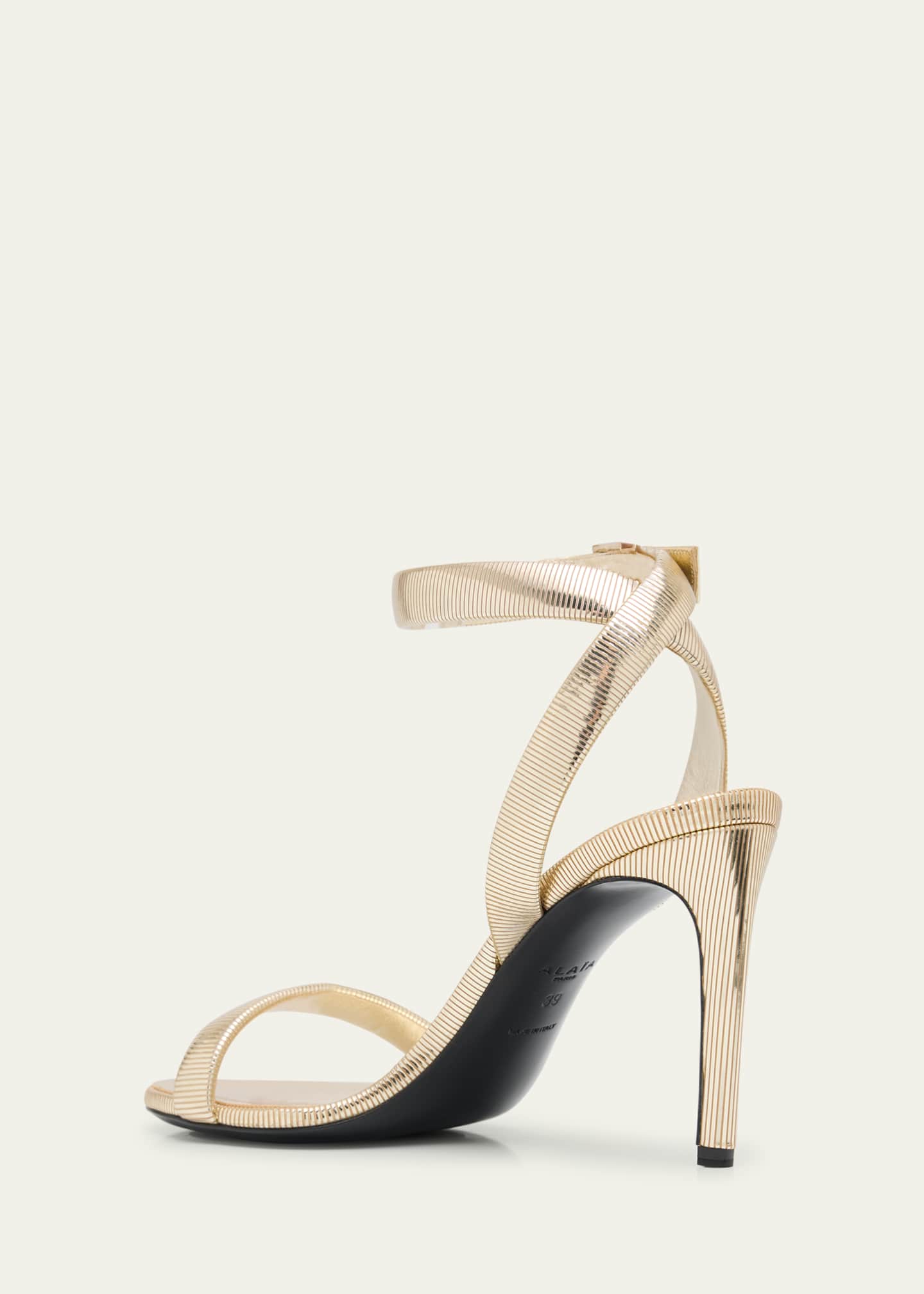 ALAIA Metallized Leather Ankle-Strap Sandals Image 4 of 6