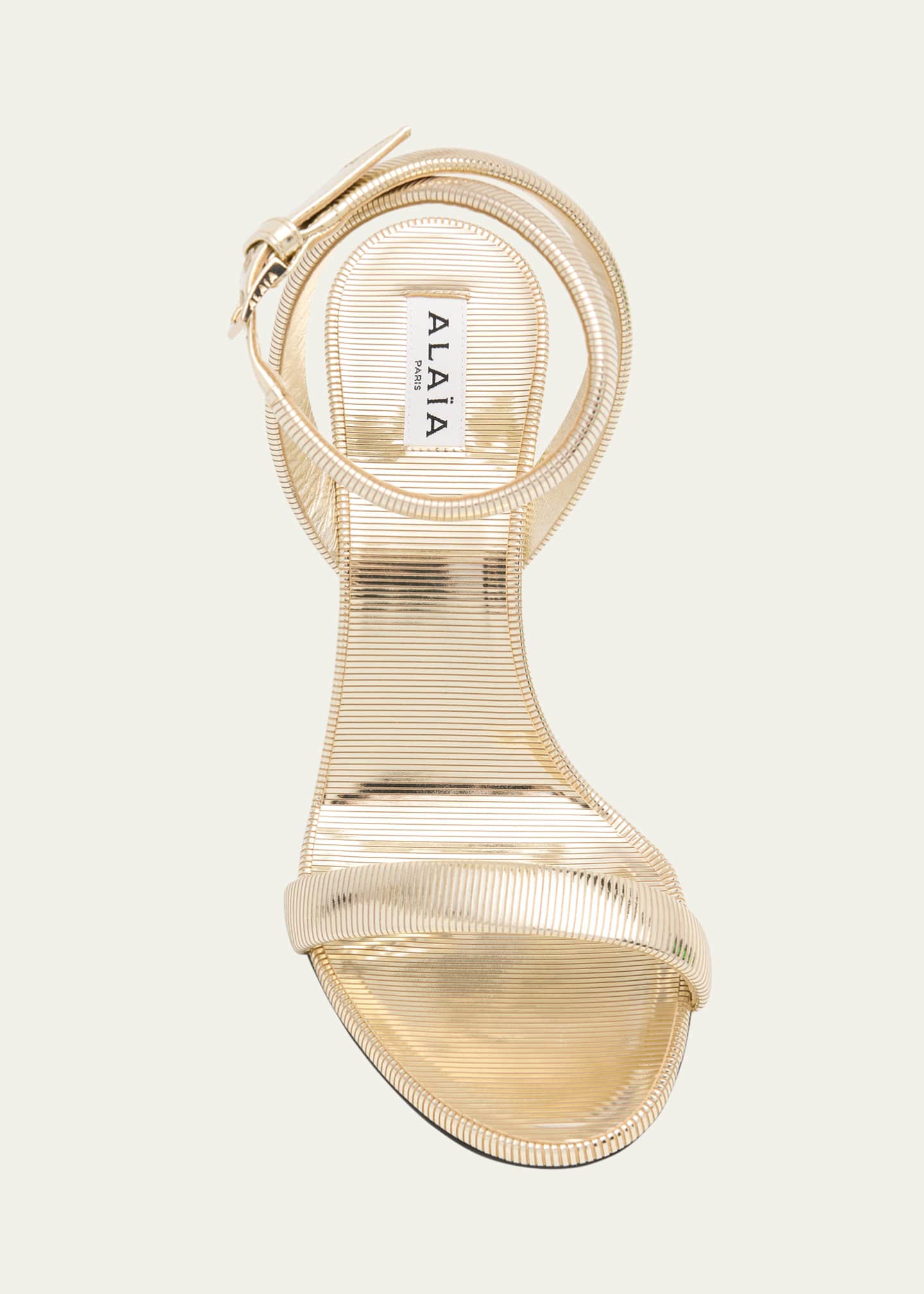 ALAIA Metallized Leather Ankle-Strap Sandals Image 6 of 6