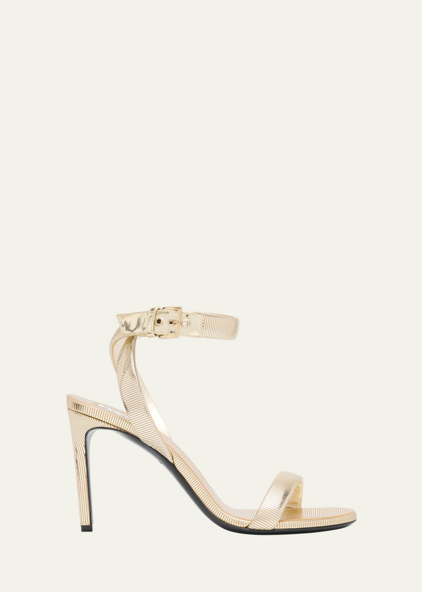 ALAIA Metallized Leather Ankle-Strap Sandals Image 1 of 6
