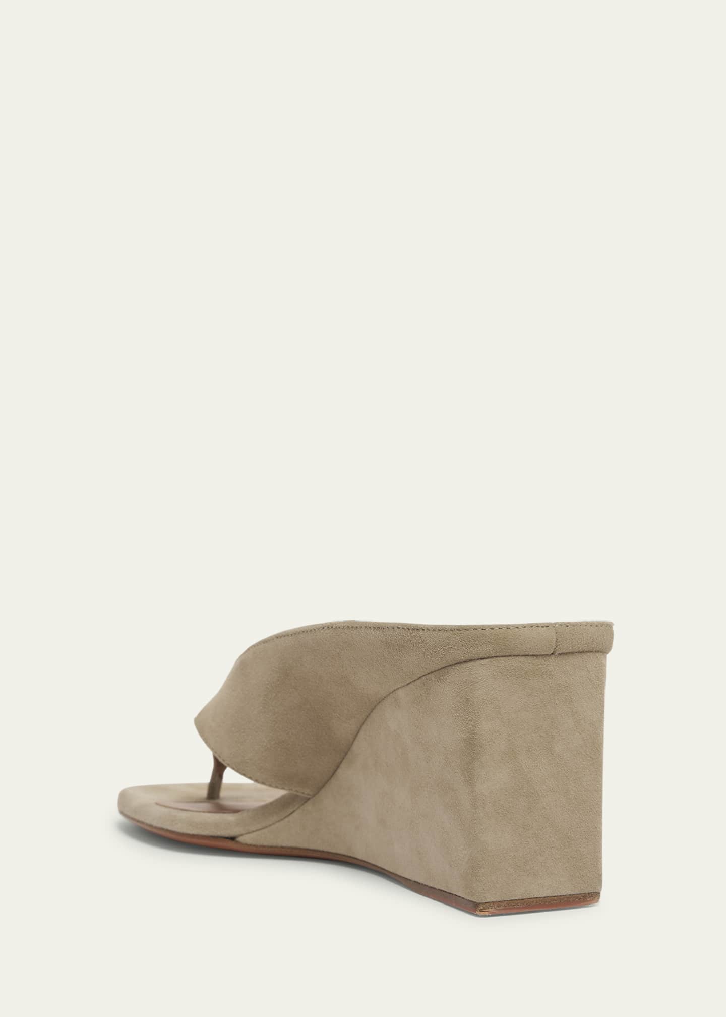 ALAIA Suede Wedge Thong Sandals Image 4 of 6