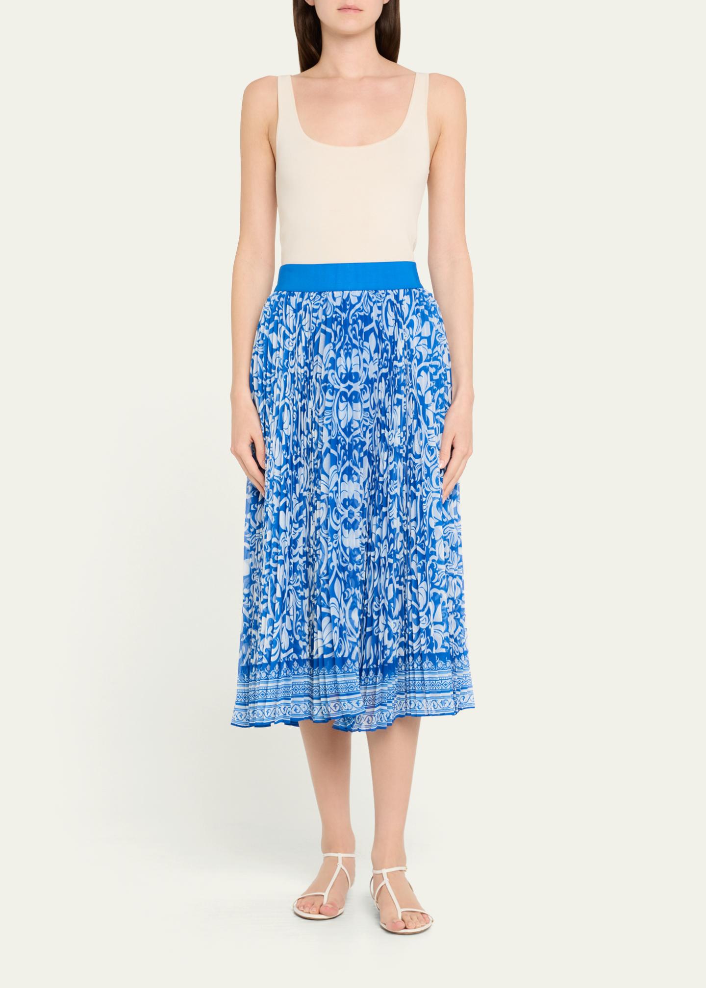 ALICE + OLIVIA Katz Pleated Midi Skirt - Bergdorf Goodman