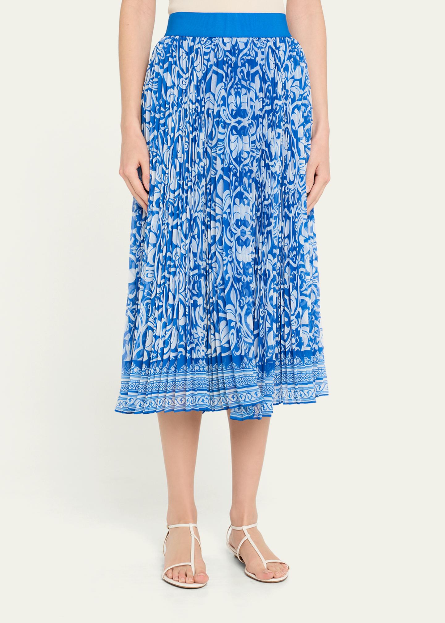 ALICE + OLIVIA Katz Pleated Midi Skirt - Bergdorf Goodman