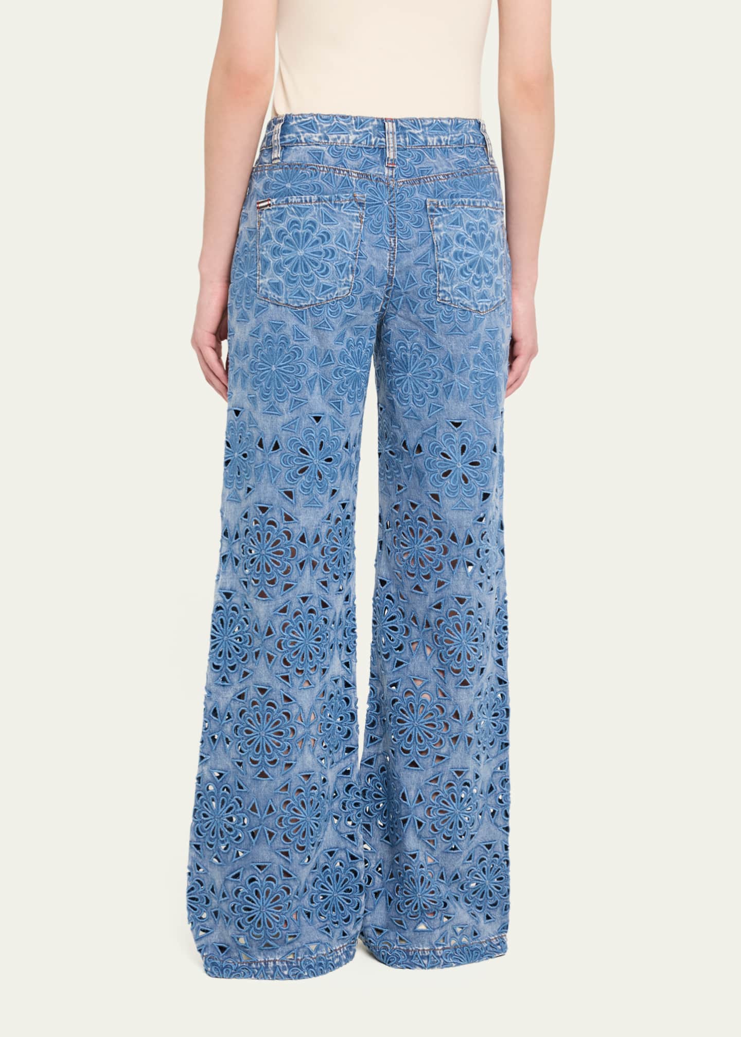 ALICE + OLIVIA Weezy Laser-Cut Wide-Leg Jeans - Bergdorf Goodman