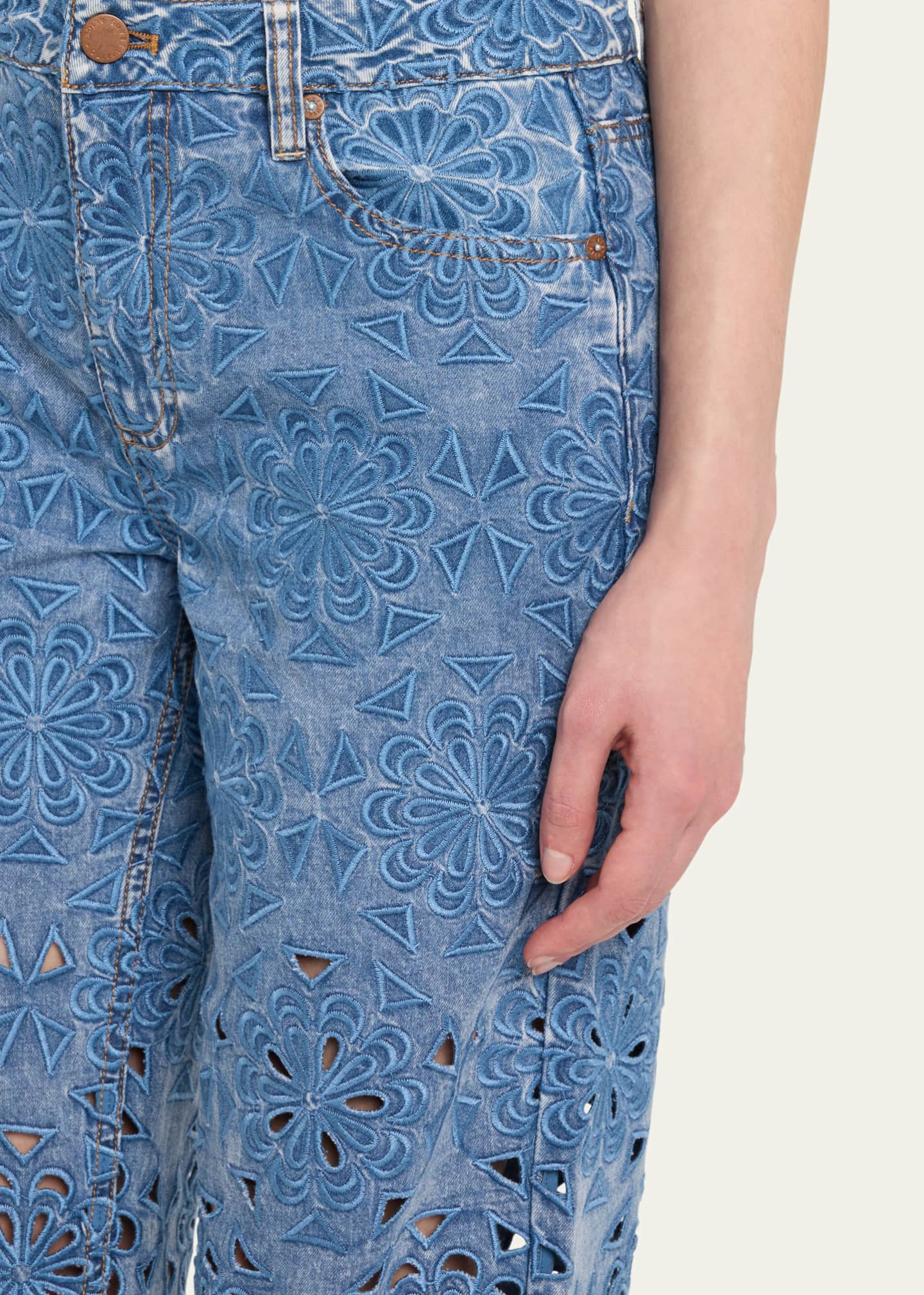 ALICE + OLIVIA Weezy Laser-Cut Wide-Leg Jeans - Bergdorf Goodman