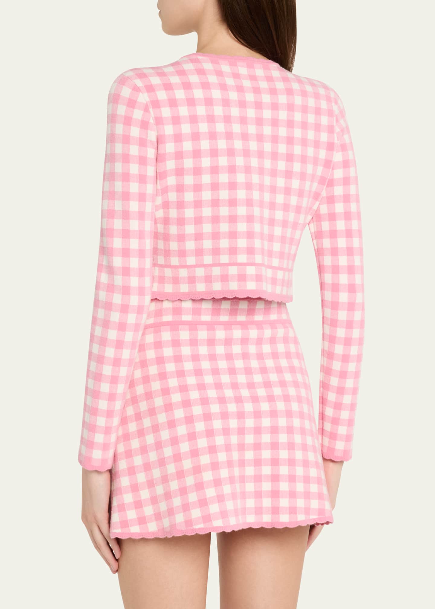 LoveShackFancy Bridgette Gingham Cropped Cardigan Image 3 of 5